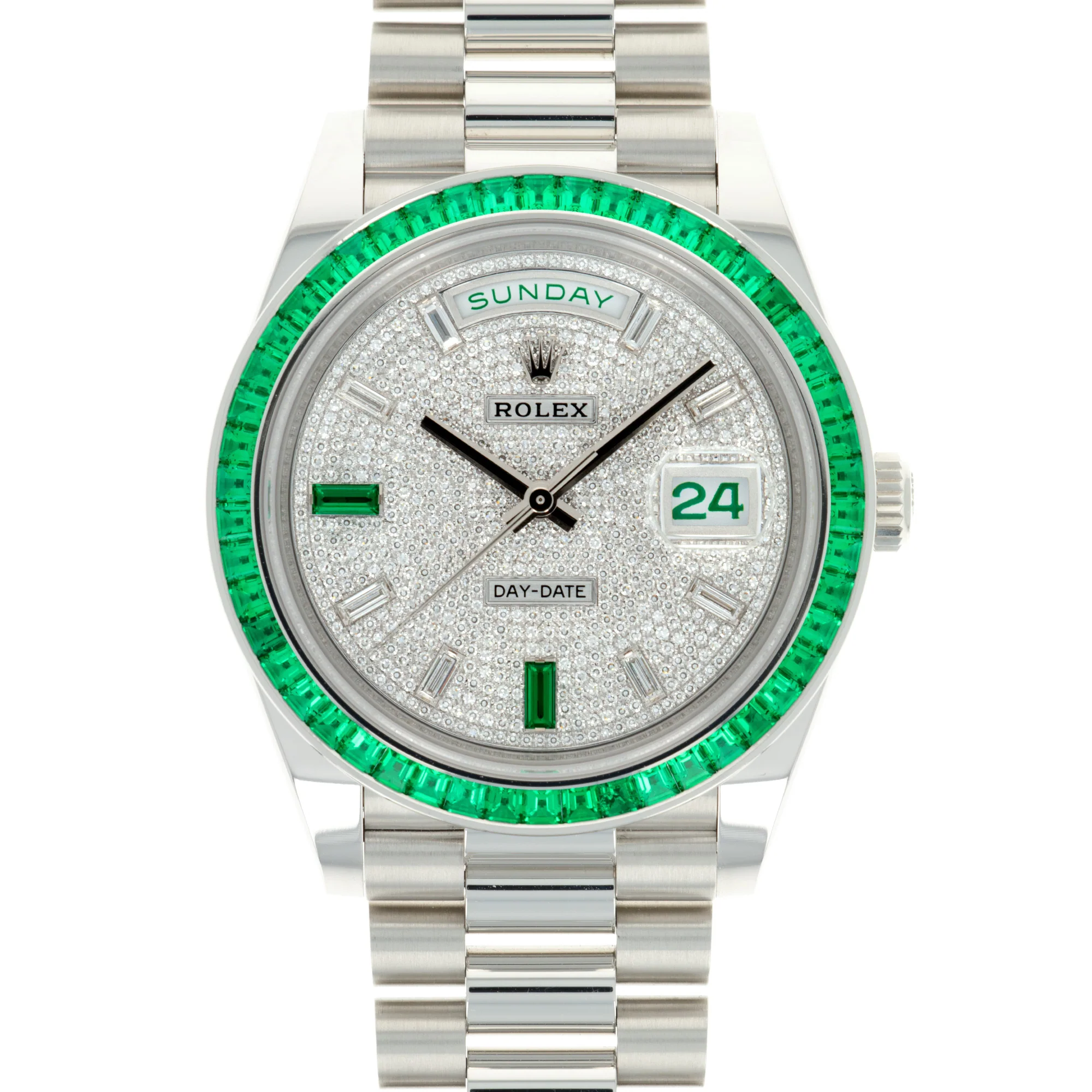 Rolex Platinum Day-Date Ref. 228396 with Diamond & Emeralds