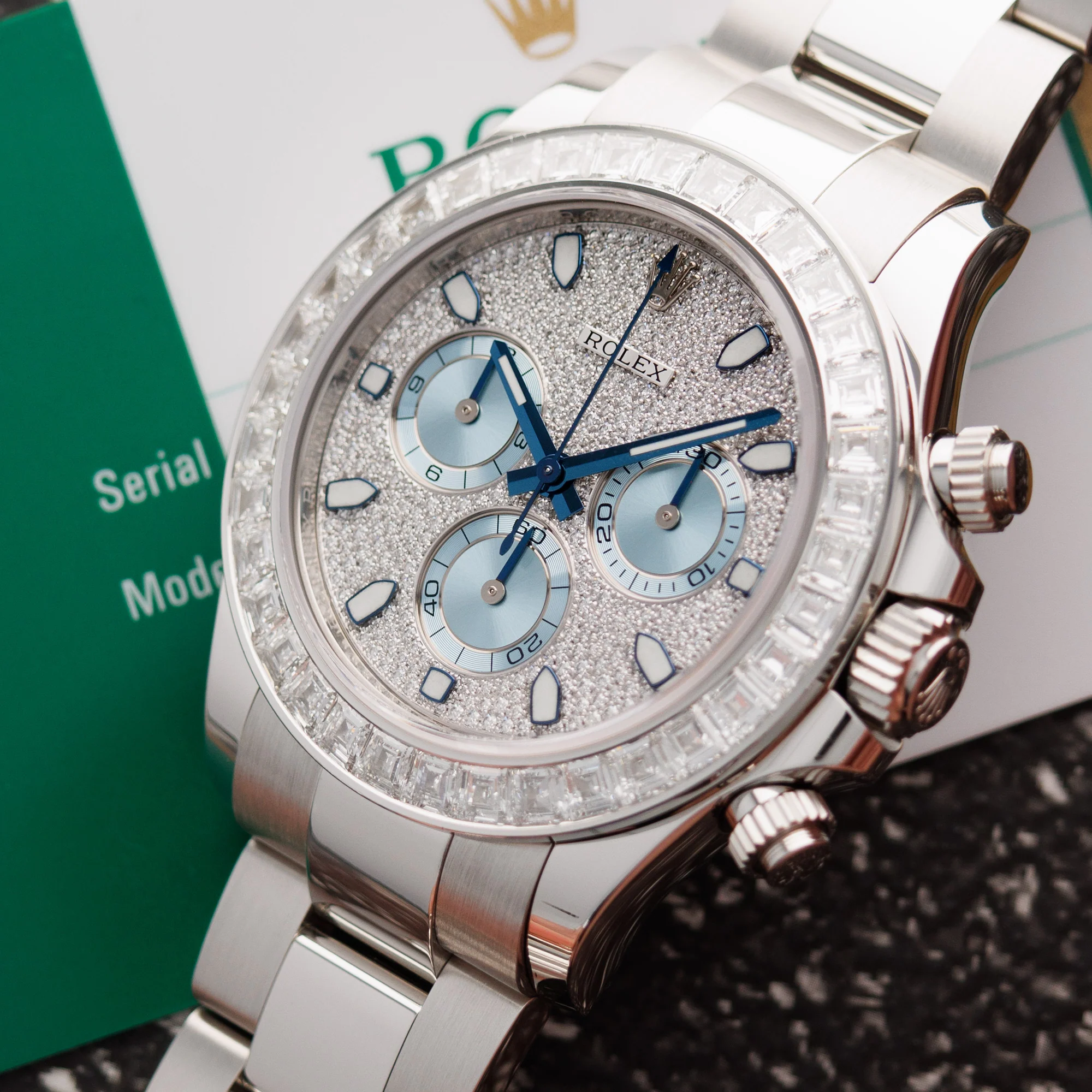 Rolex Platinum Daytona Ref. 116576TBR with Baguette Diamonds - Image 2