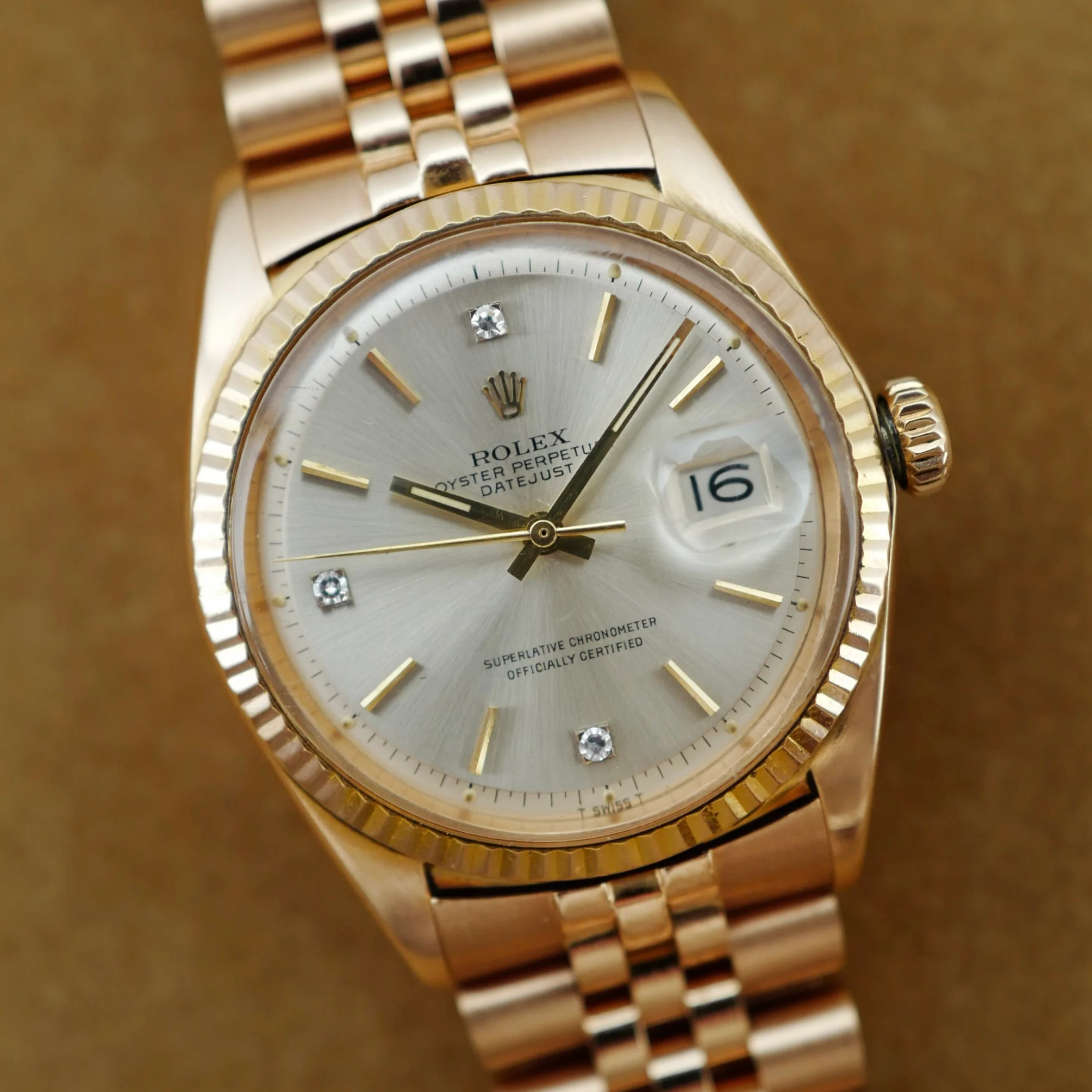 Rolex Rose Gold Datejust Ref. 1601 with Diamond Indices - Image 3