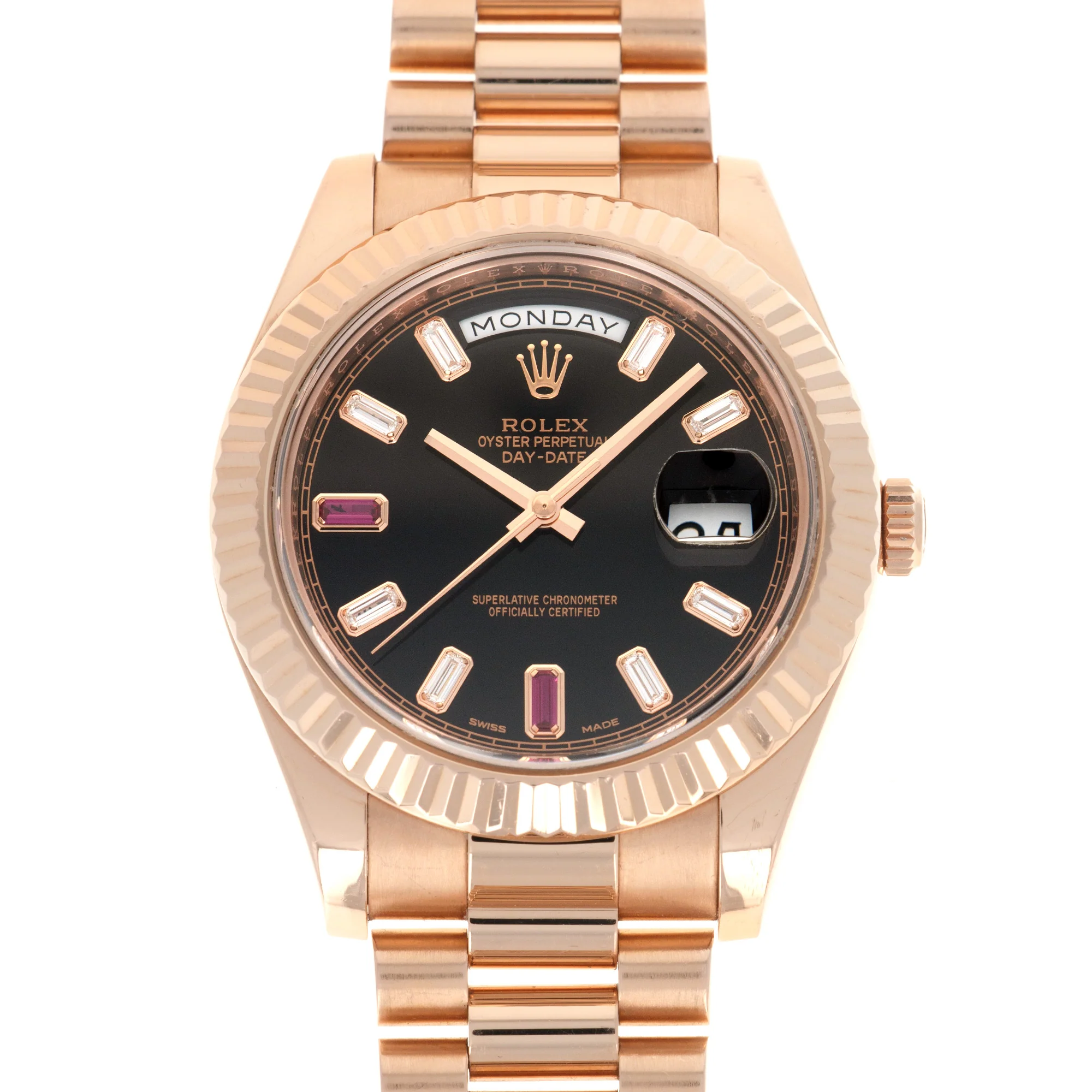 Rolex Rose Gold Day-Date II Diamond Ruby Watch Ref. 218235