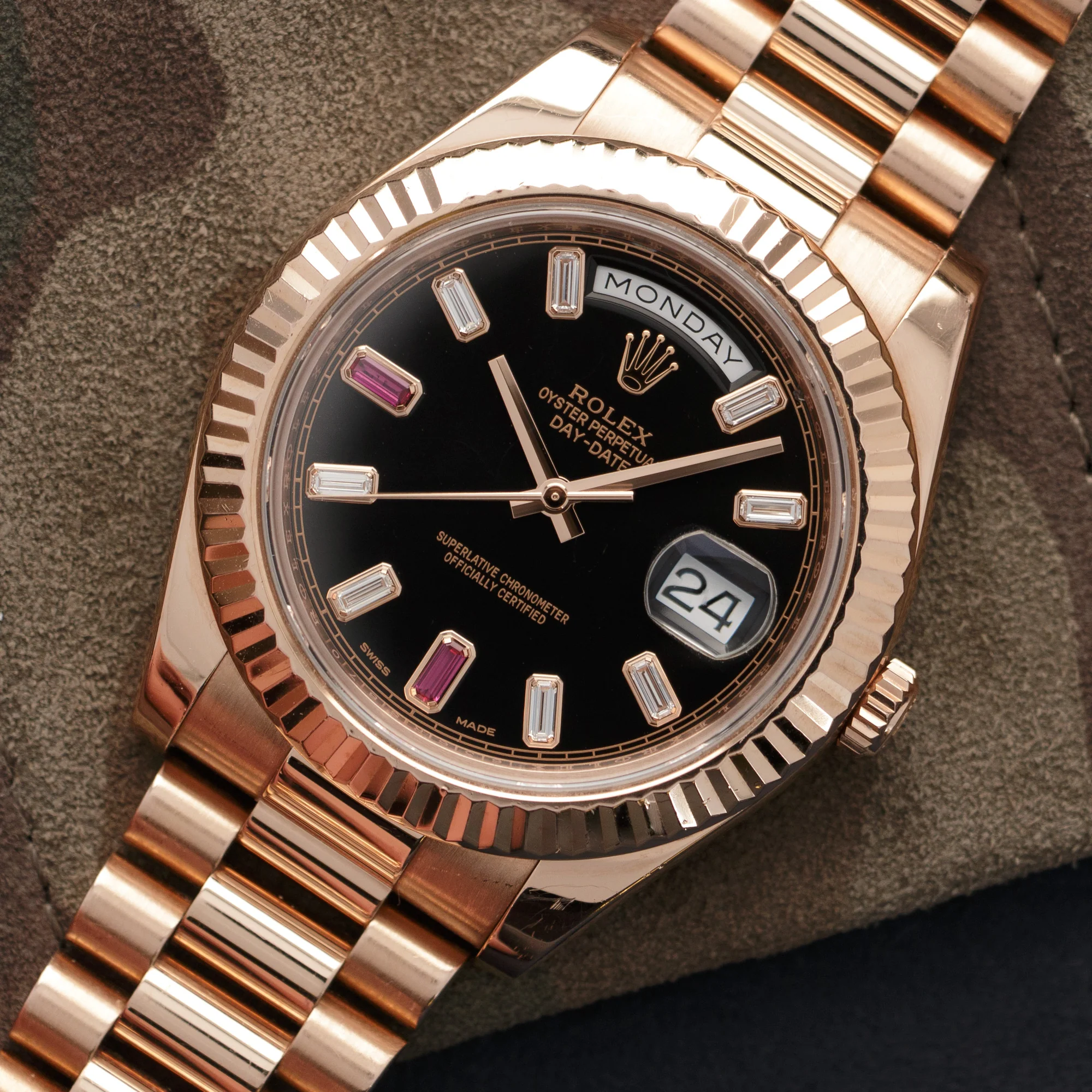 Rolex Rose Gold Day-Date II Diamond Ruby Watch Ref. 218235 - Image 2