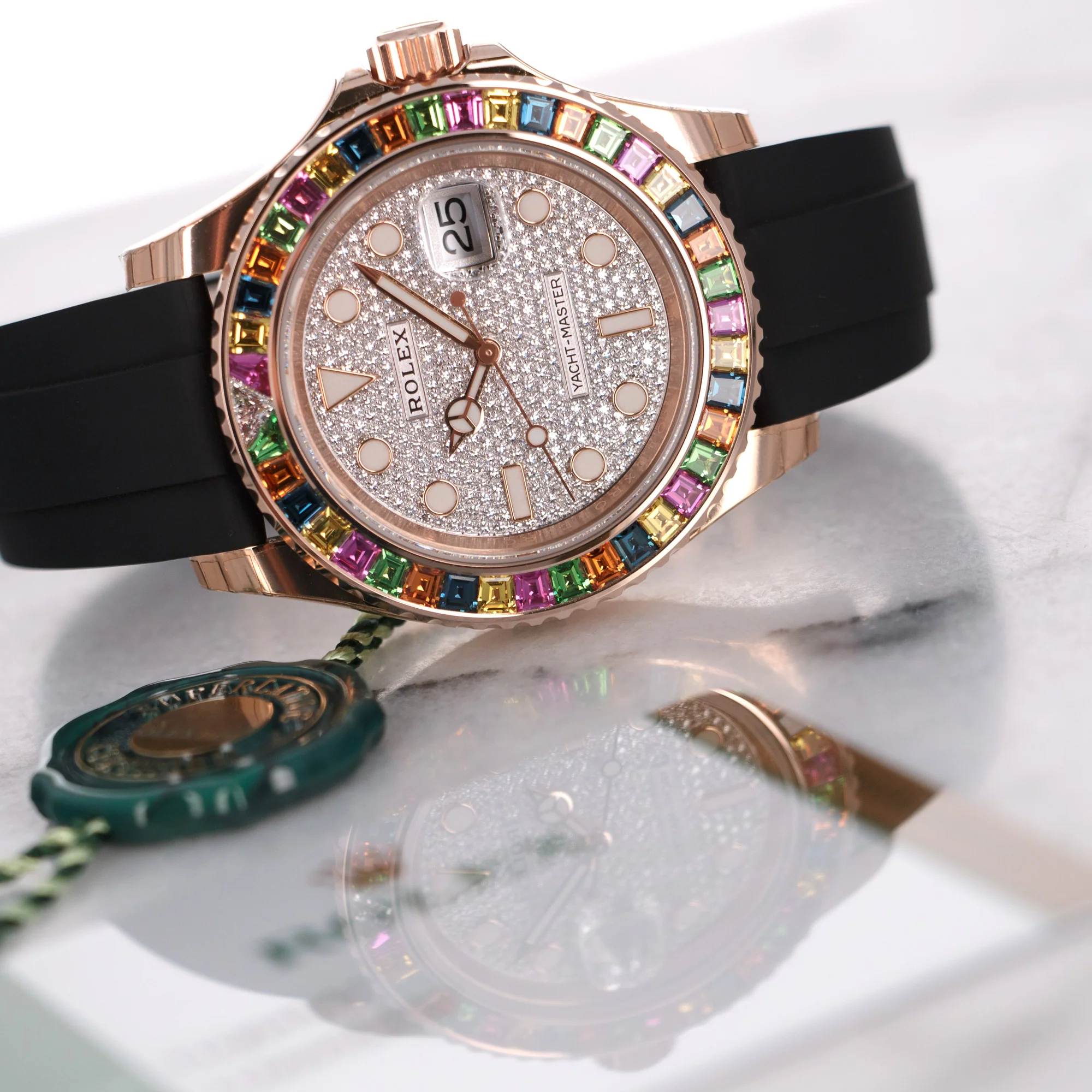 Rolex Rose Gold Yacht-Master Rainbow Diamond Watch Ref. 116695 - Image 6
