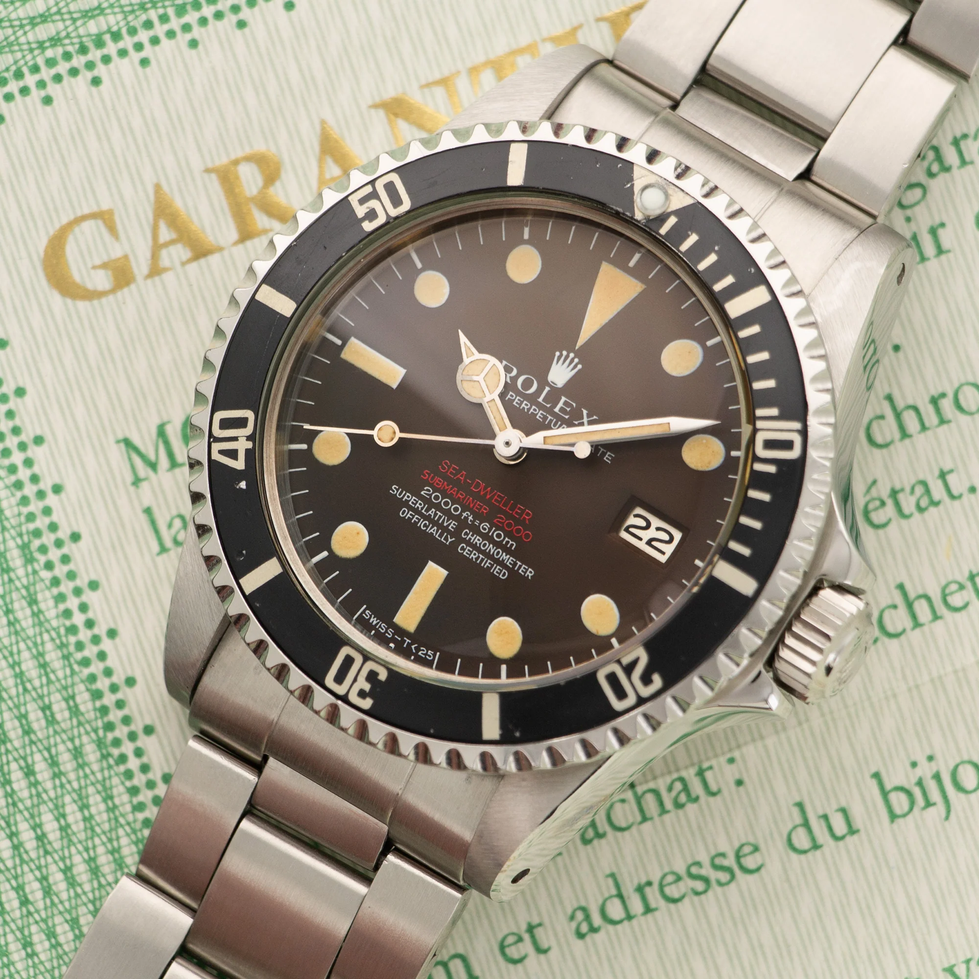 Rolex Sea-Dweller Tropical Watch Ref. 1665, with Original Box and Papers, Crica 1972 - Image 2