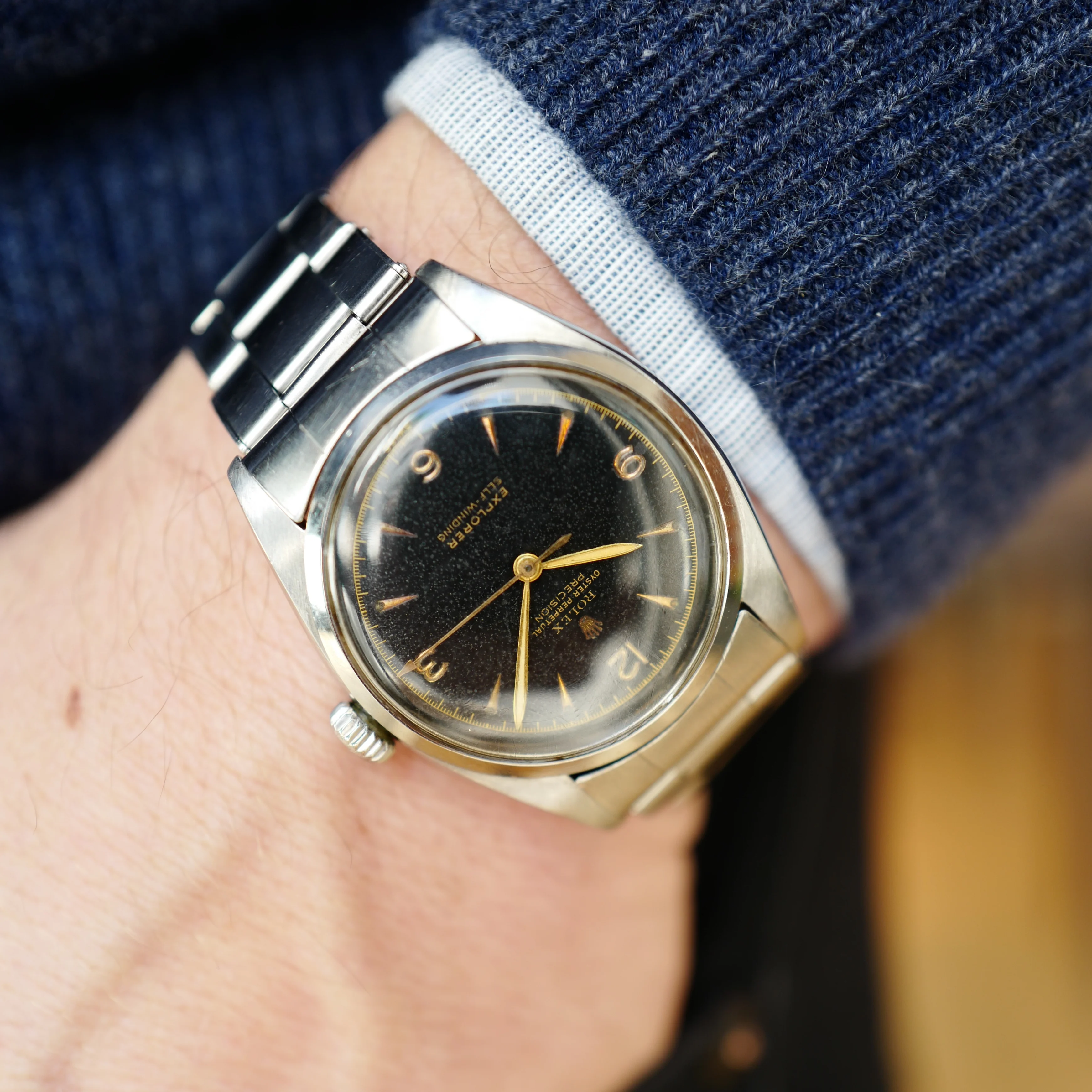 Rolex Stainless Steel Explorer Black Gilt Ref. 6352 - Image 8