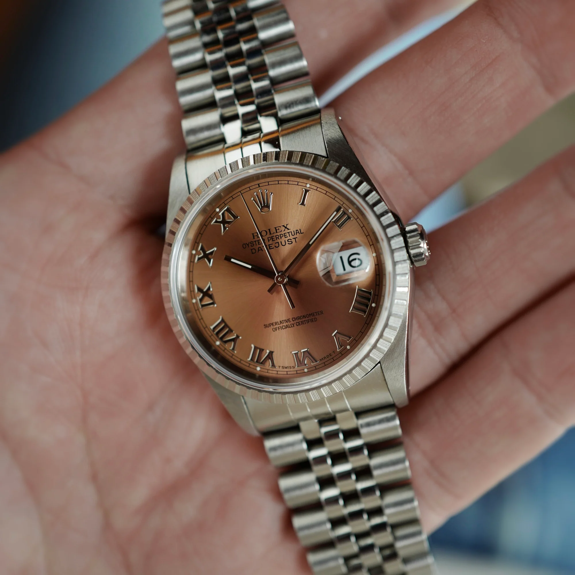 Rolex Steel Datejust Ref. 16220 with Salmon Dial - Image 7