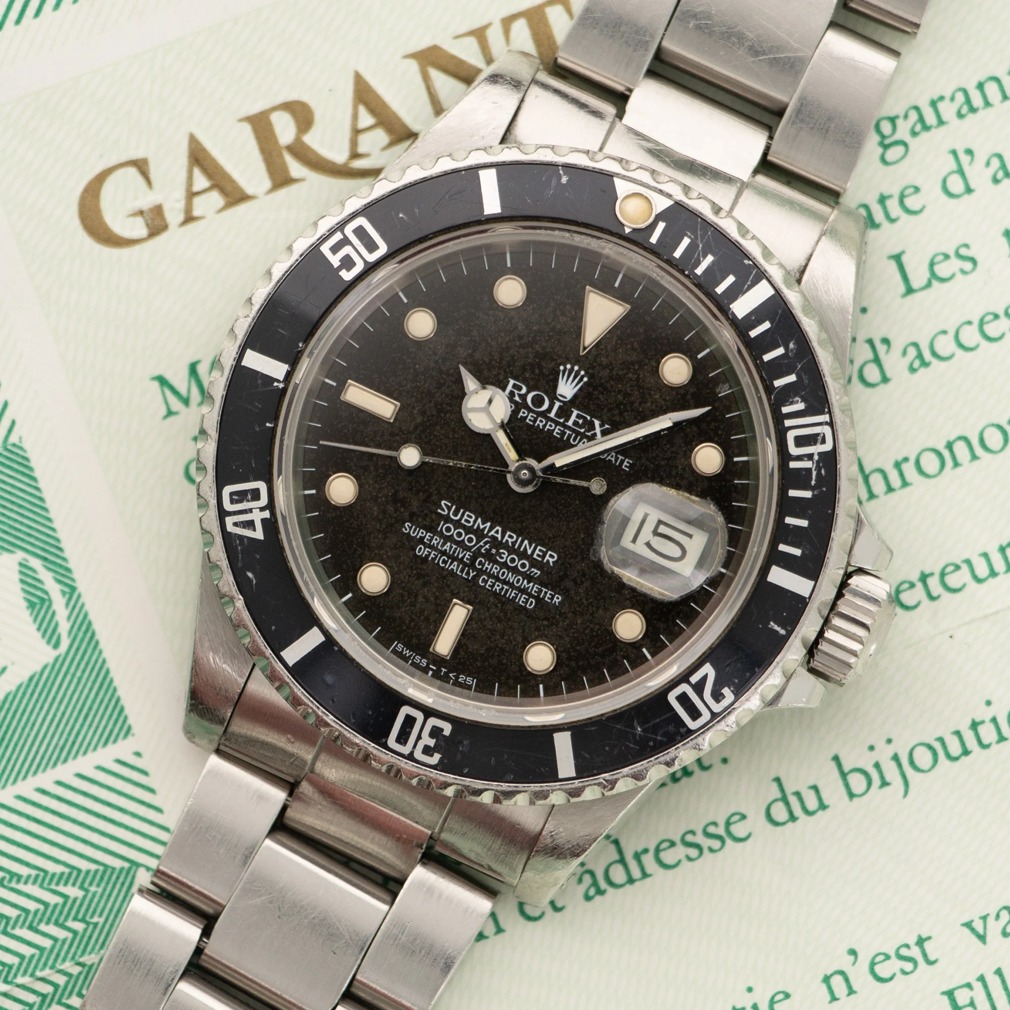 Rolex Steel Submariner Watch Ref. 16800 with Original Warranty Paper - Image 2