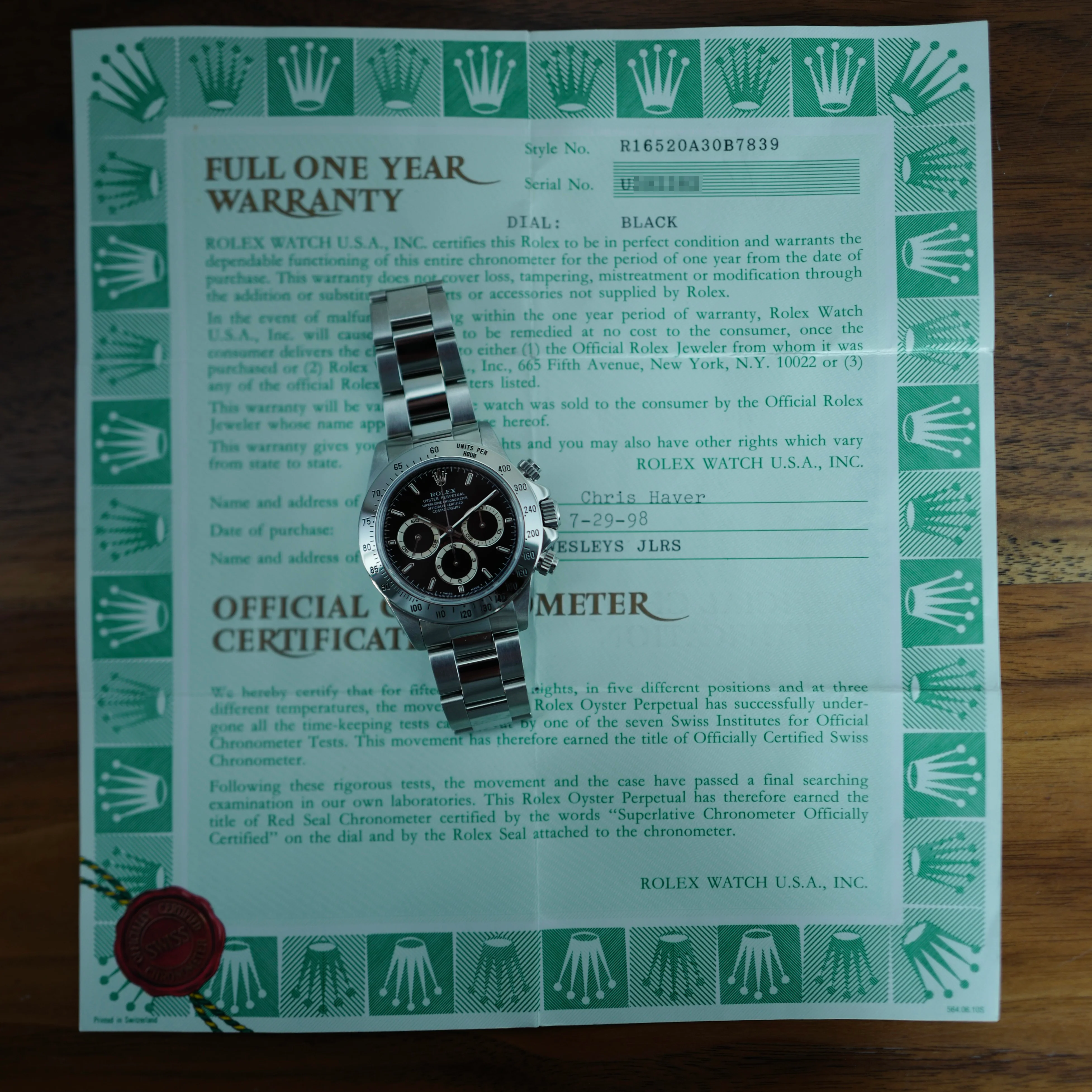 Rolex Steel Zenith Daytona Ref. 16520 with U-Serial and Tan Subdials - Image 4
