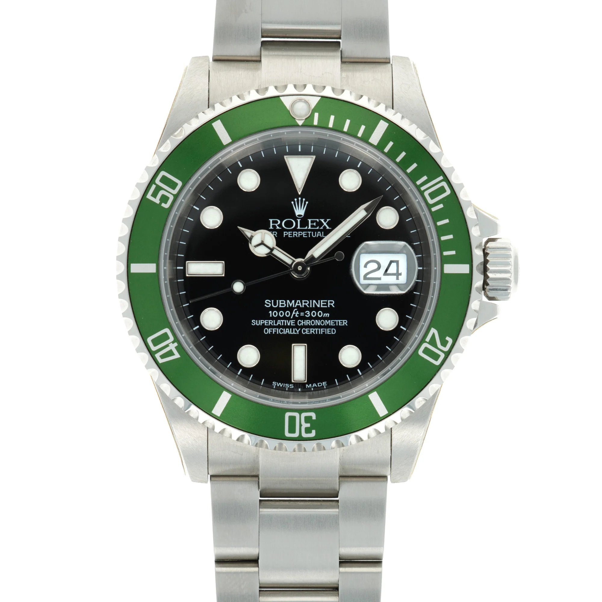 Rolex Anniversary Flat Four Submariner Ref. 16610, with Original Box and Papers New Old Stock