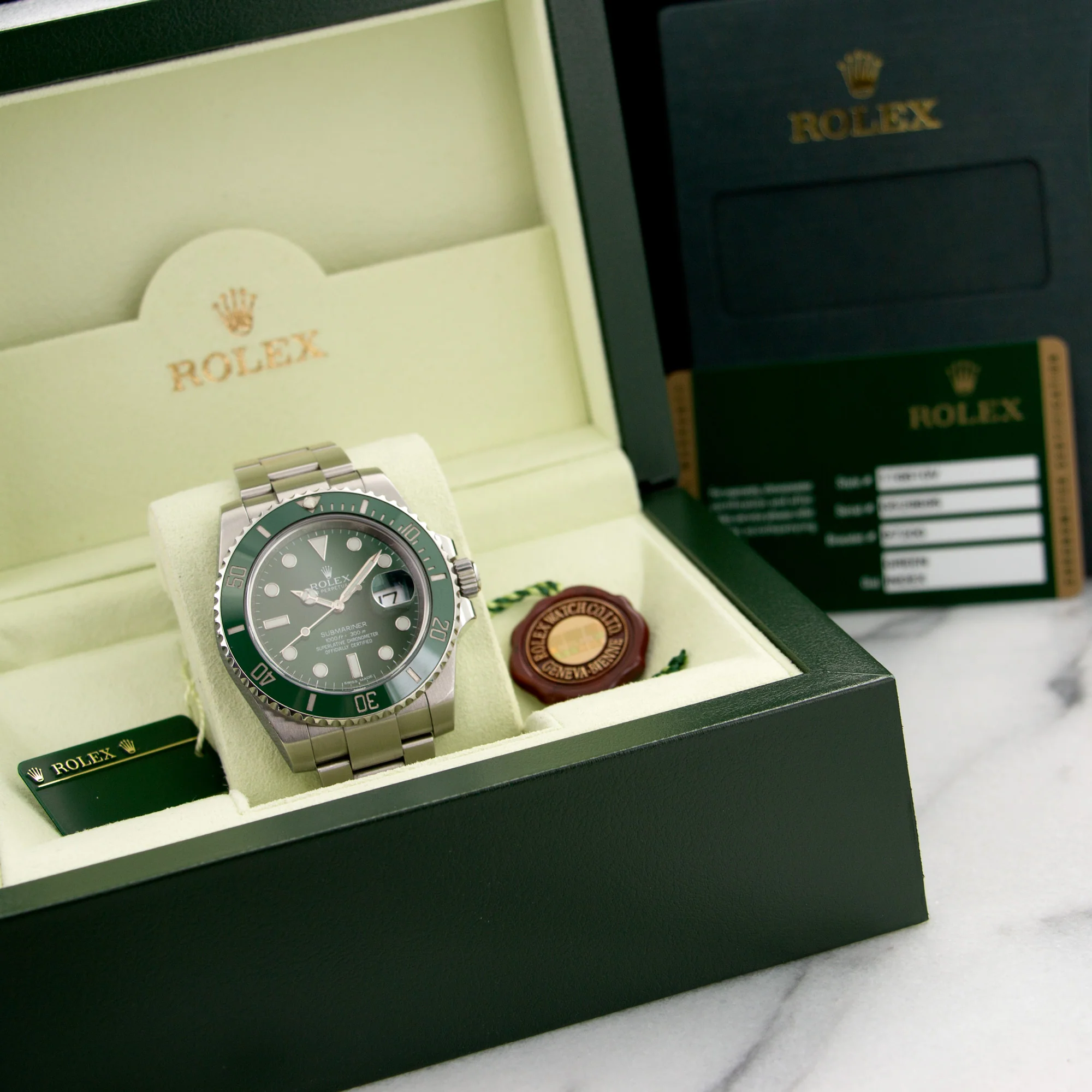 Rolex Submariner Green Ceramic Watch Ref. 116610LV with Original Box and Warranty Card - Image 7