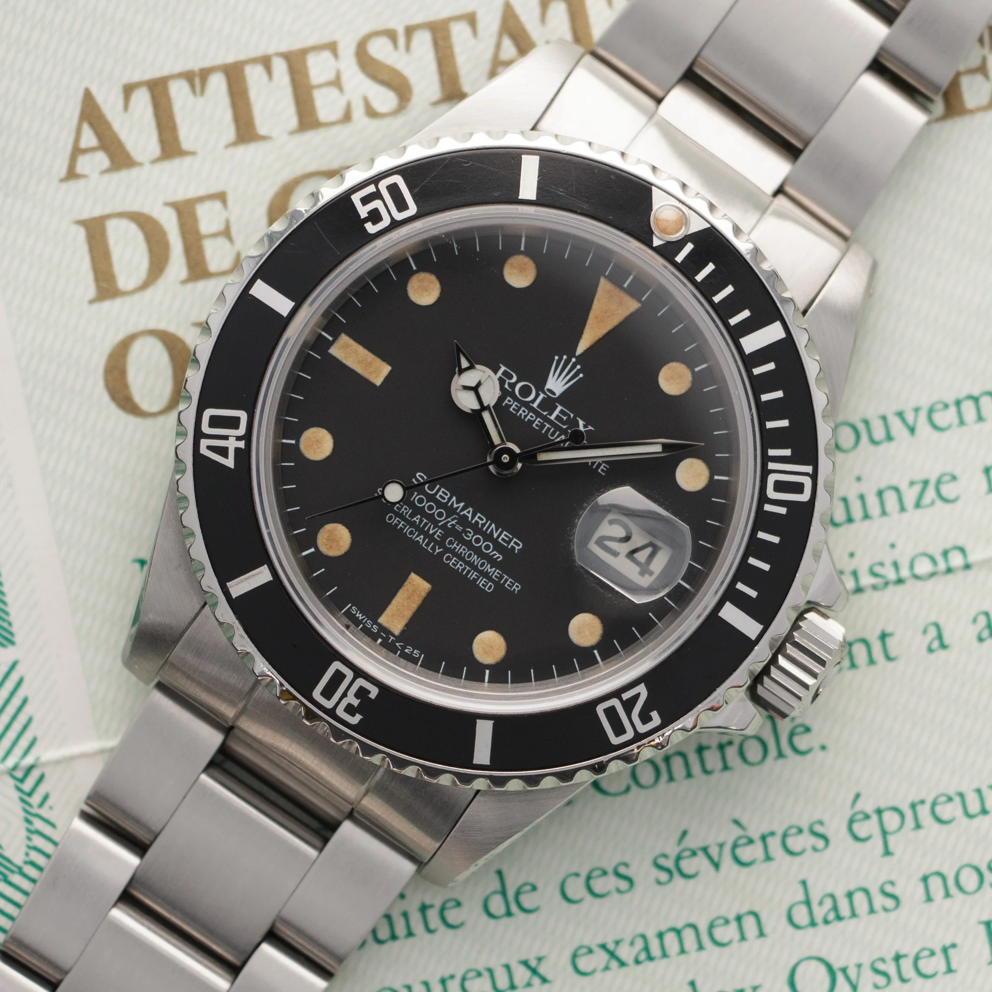 Rolex Submariner Watch Ref. 16800, with Original Warranty Paper - Image 2