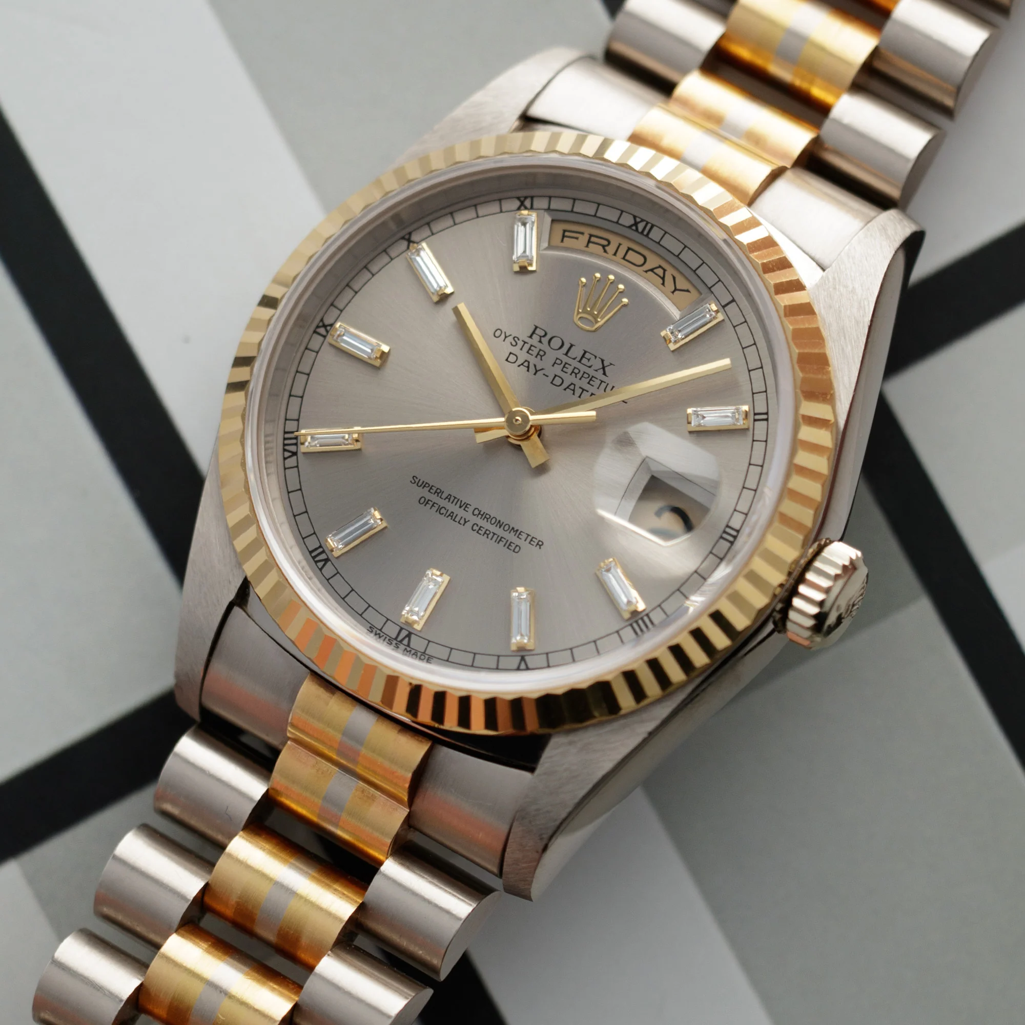 Rolex Tridor Day-Date Ref. 18239 with Baguette Diamond Dial - Image 2