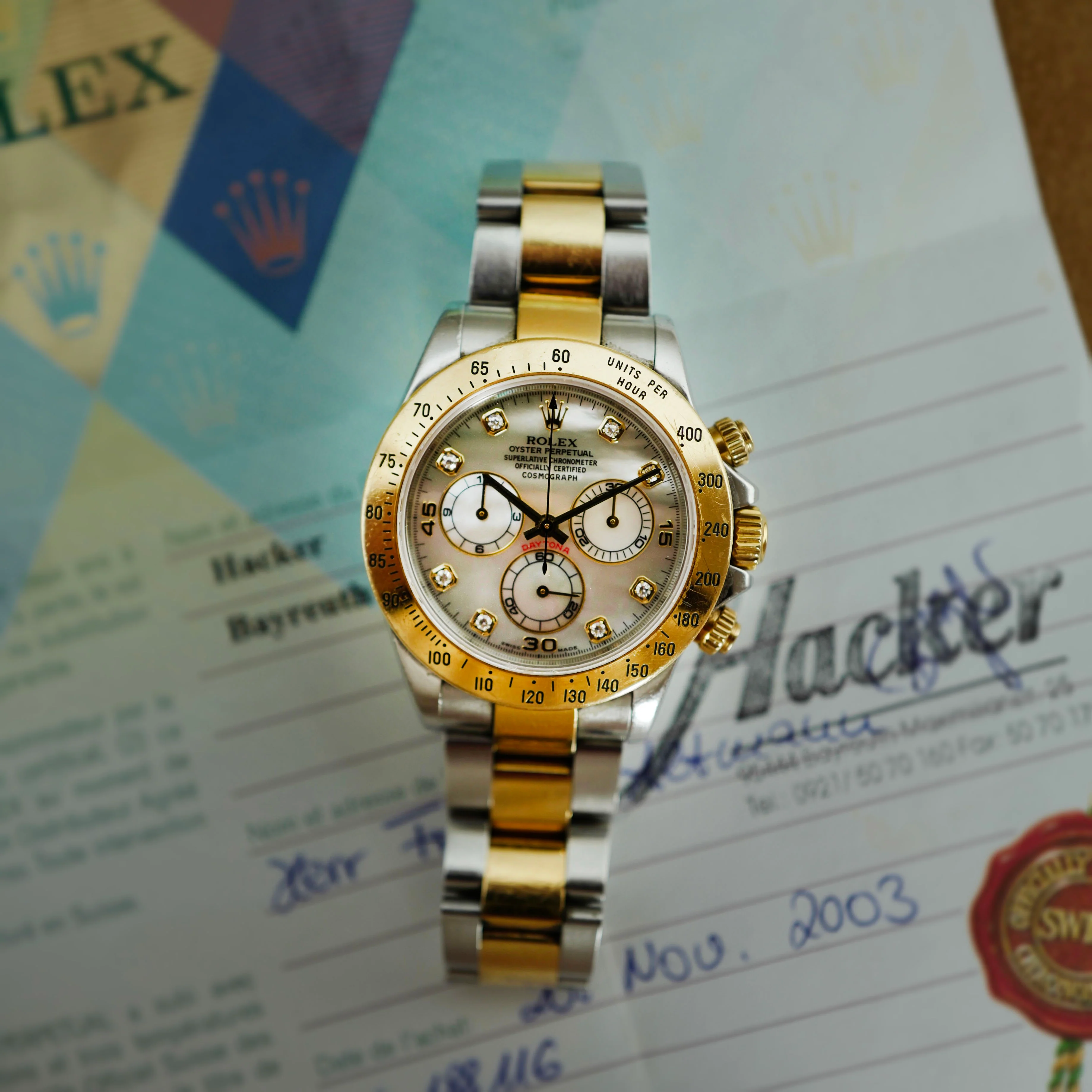 Rolex Two-Tone Daytona Ref. 116523 with Mother of Pearl Dial with Papers (New Arrival) - Image 3