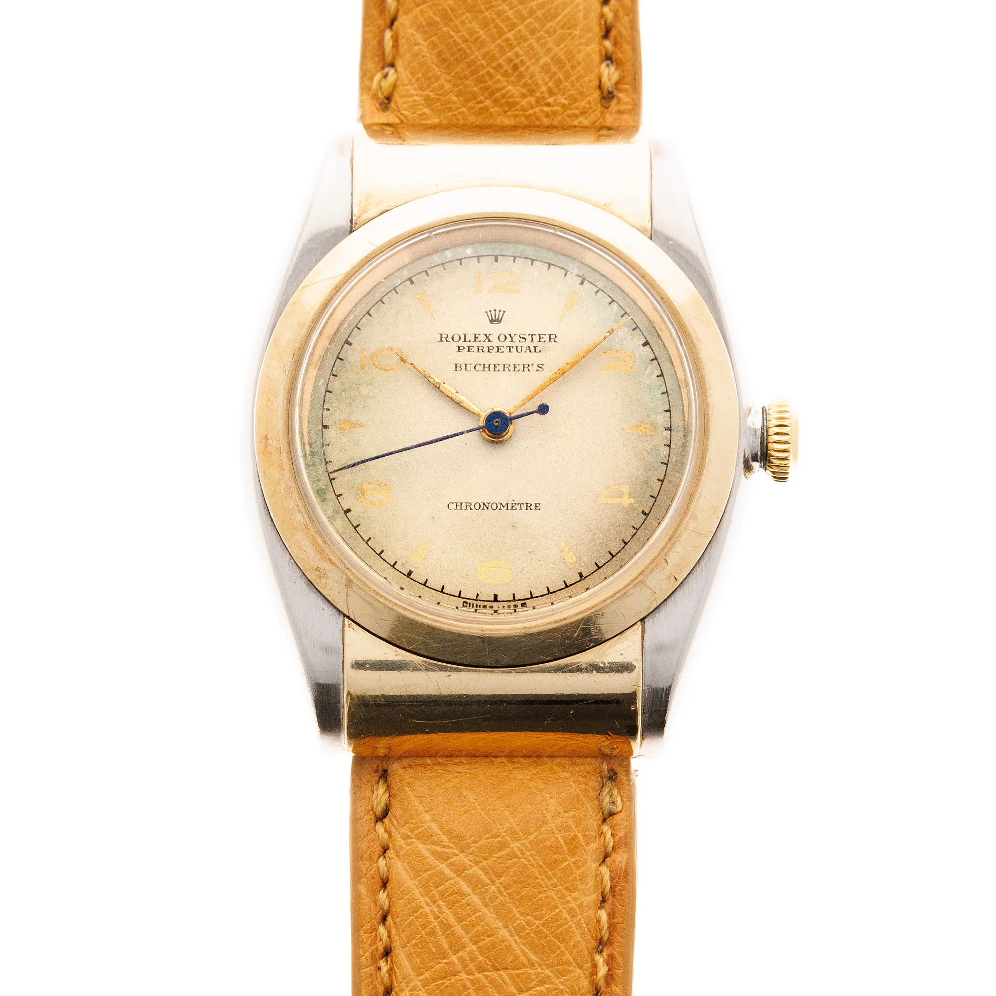 Rolex Two-Tone Oyster Perpetual Hooded Bubbleback Ref. 3065, Retailed by Bucherers