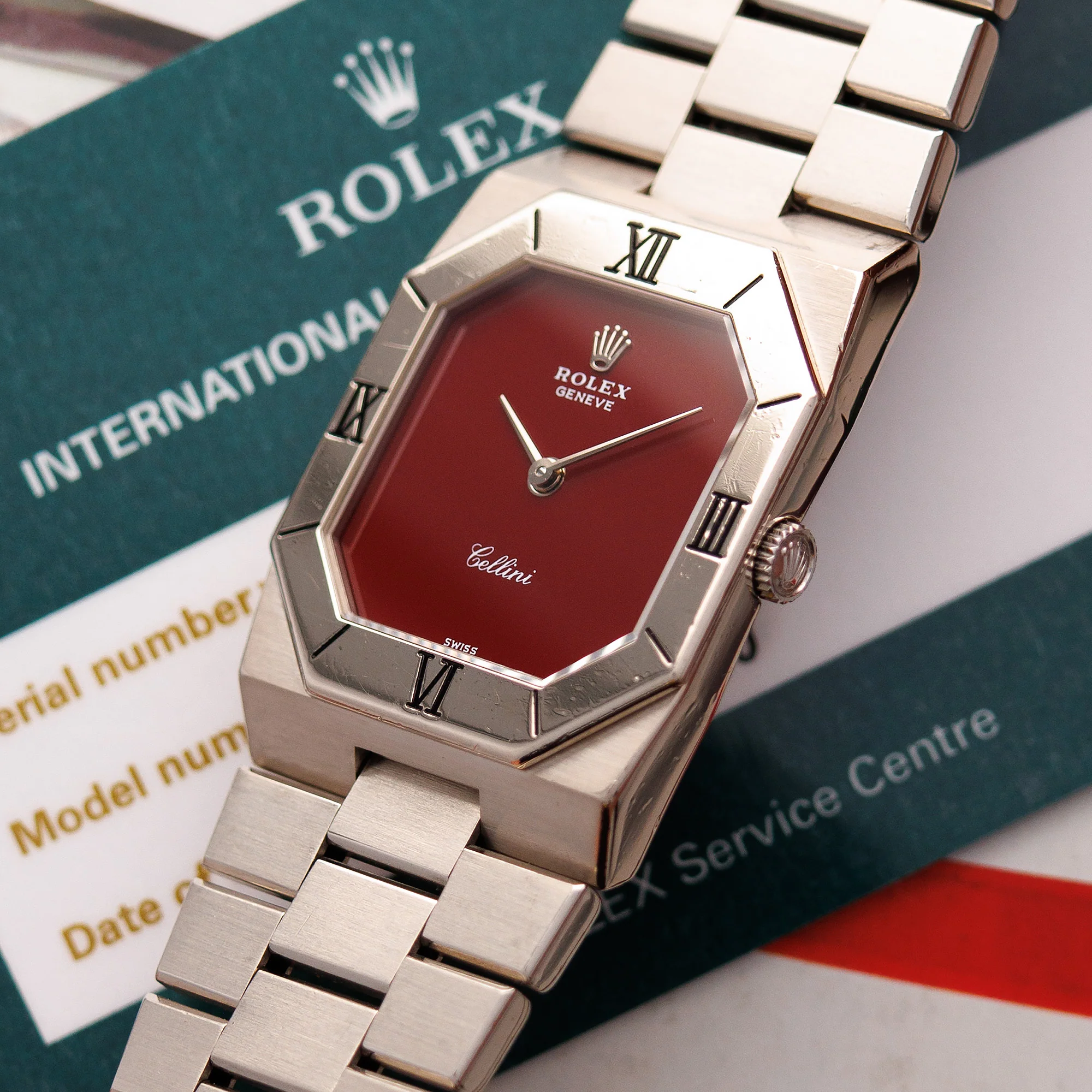 Rolex White Gold Cellini Ref. 4350 with Red Dial - Image 2