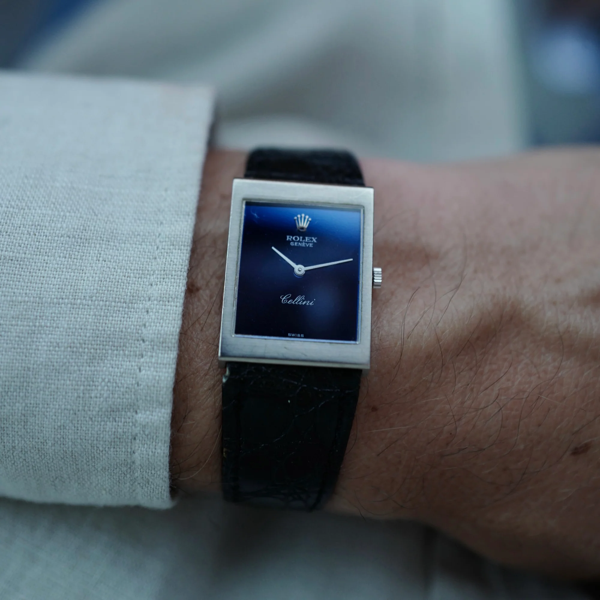Rolex White Gold Cellini Watch Ref. 4014/9 with Blue Dial (New Arrival) - Image 2