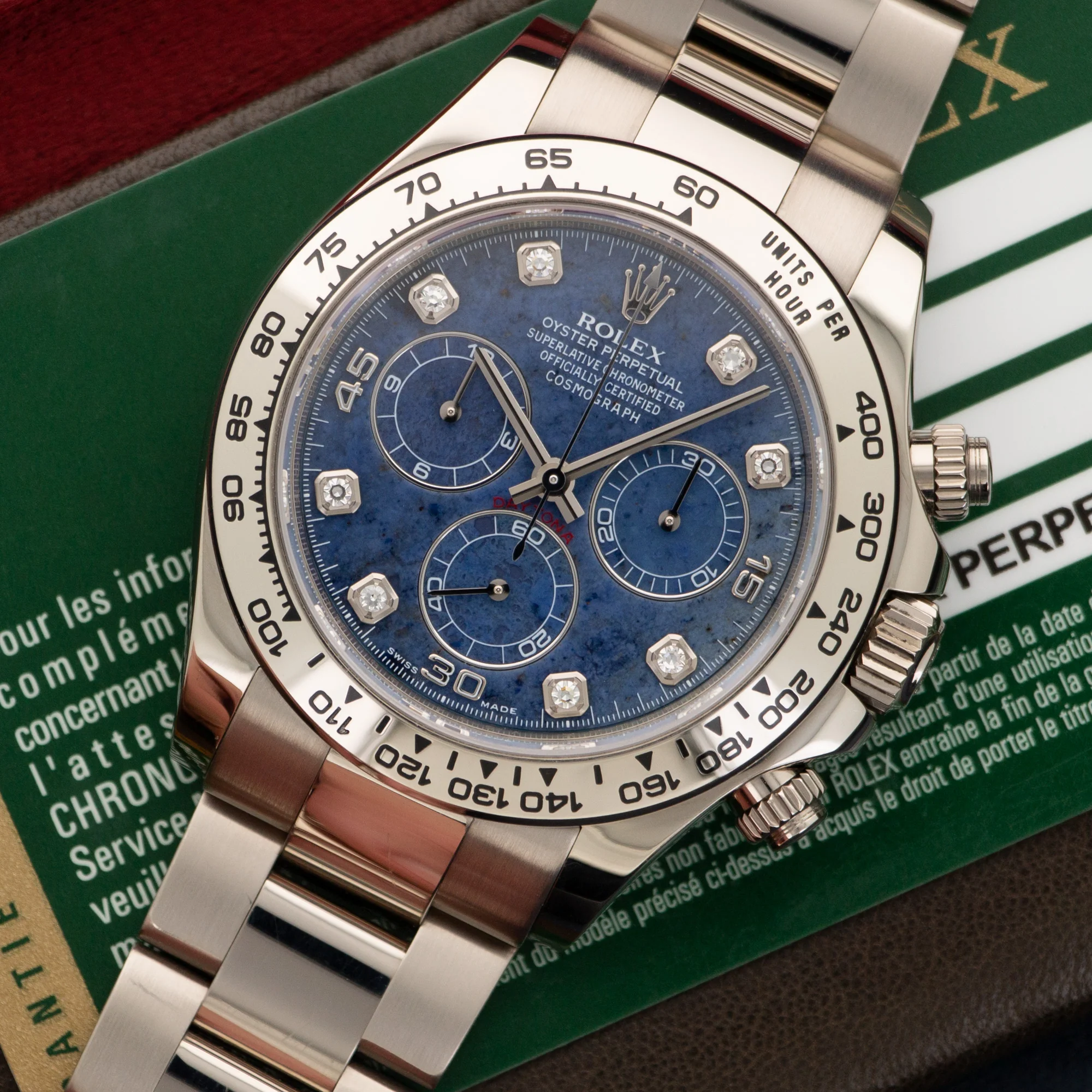 Rolex White Gold Cosmograph Daytona Sodalite Diamond Watch Ref. 116509 - Image 2