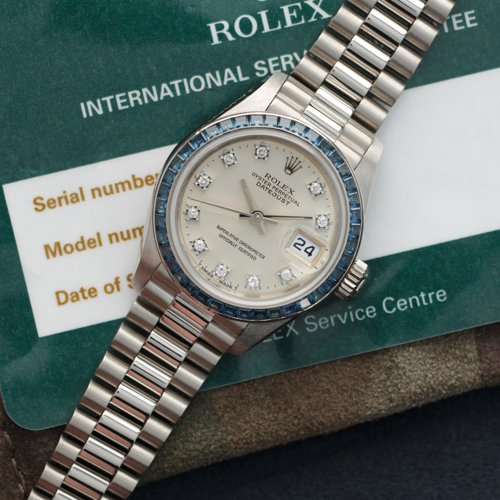 Rolex White Gold Datejust Sapphire Bezel Watch Ref. 69119 - Image 2
