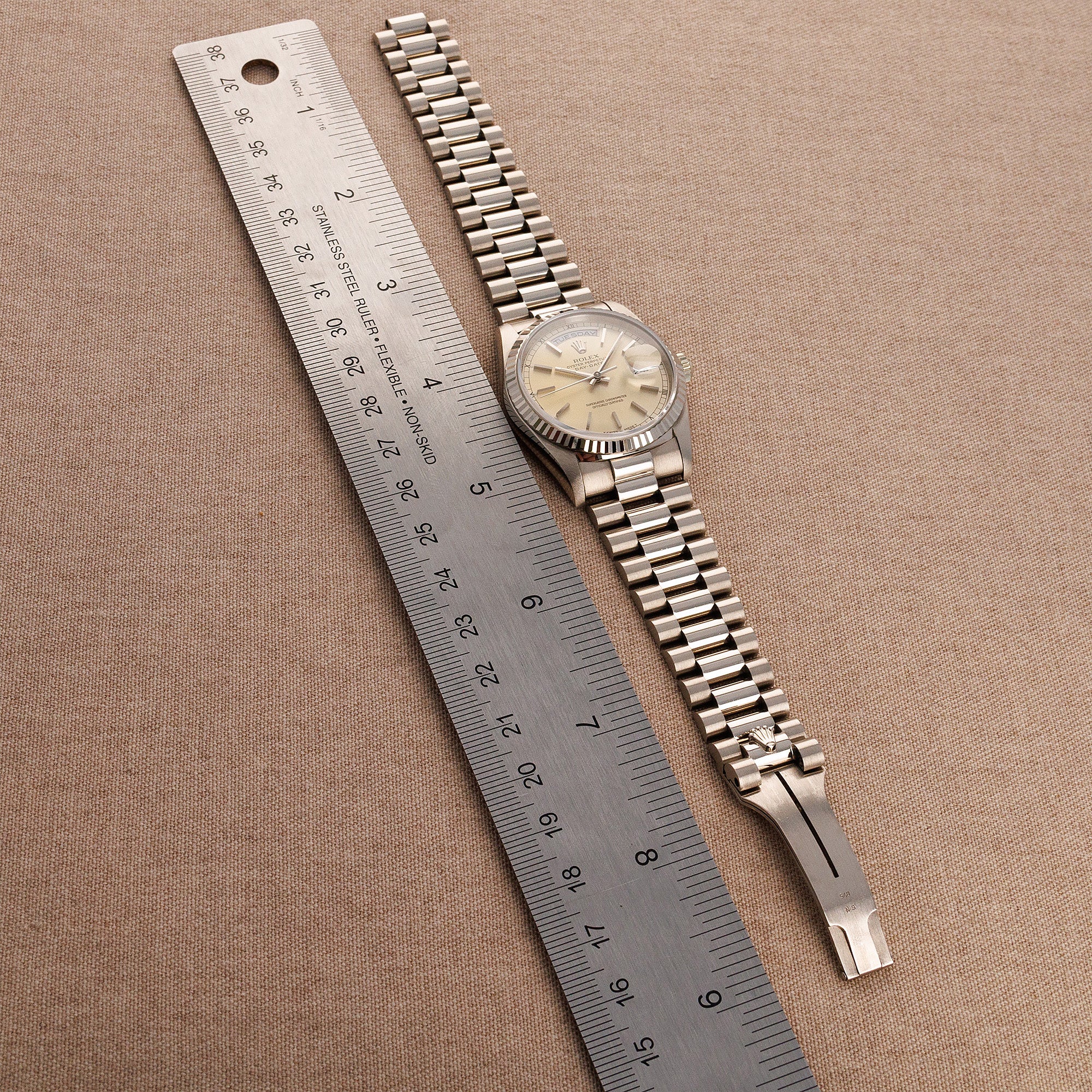 Rolex White Gold Day Date 18239 Lemon Dial - Image 7