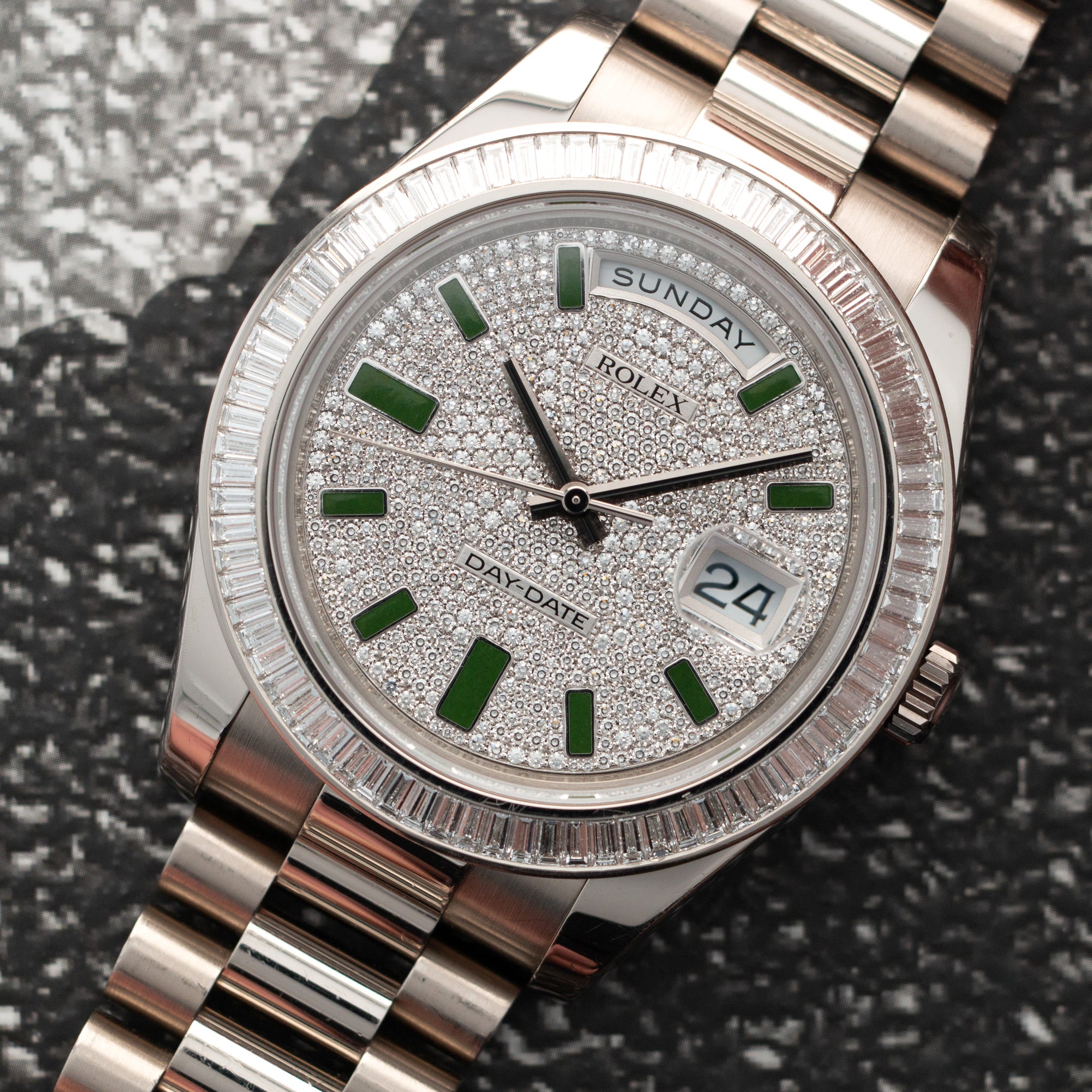 Rolex White Gold Day-Date Baguette Diamond Watch Ref. 218399 - Image 2
