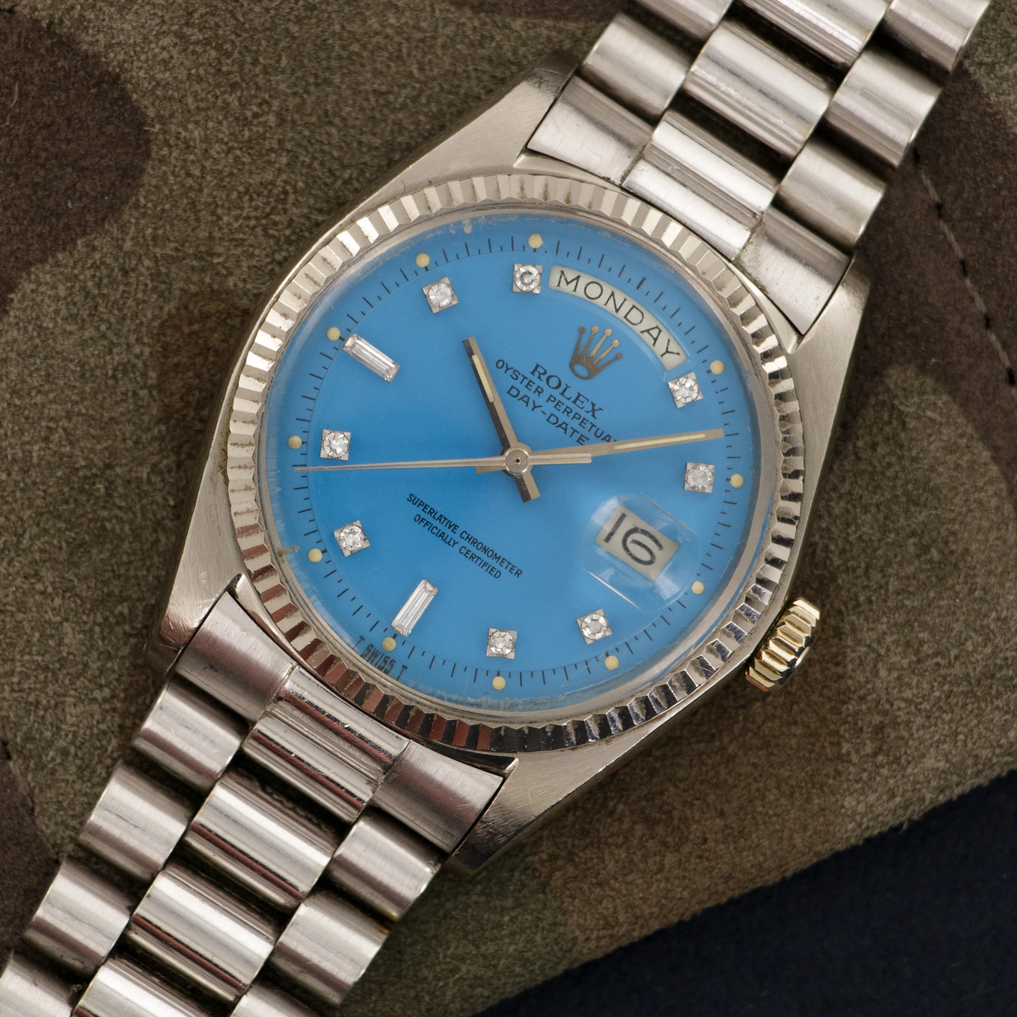 Rolex White Gold Day-Date Blue Stella Watch, Ref. 1803 - Image 2