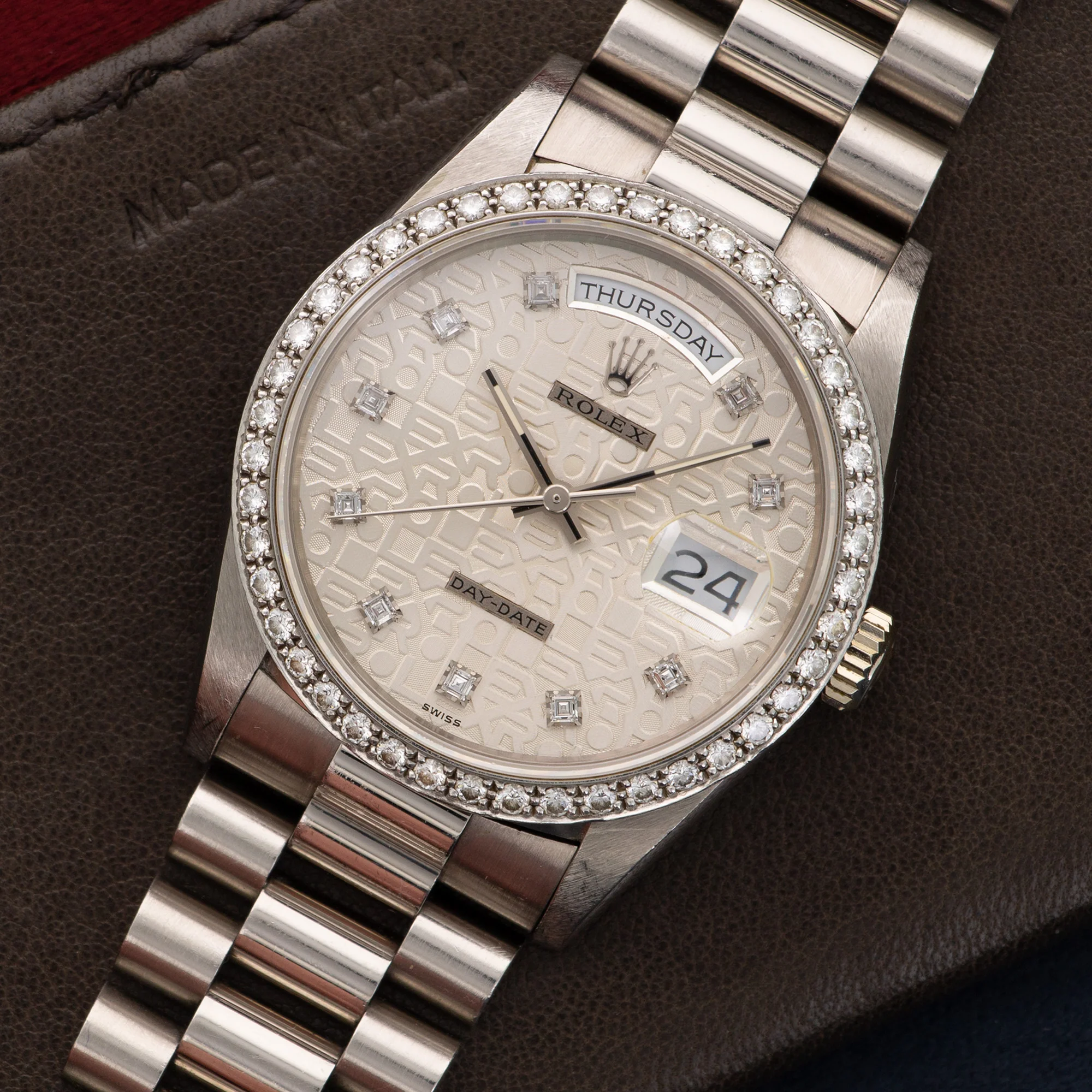Rolex White Gold Day-Date Crown Collection Diamond Watch - Image 2