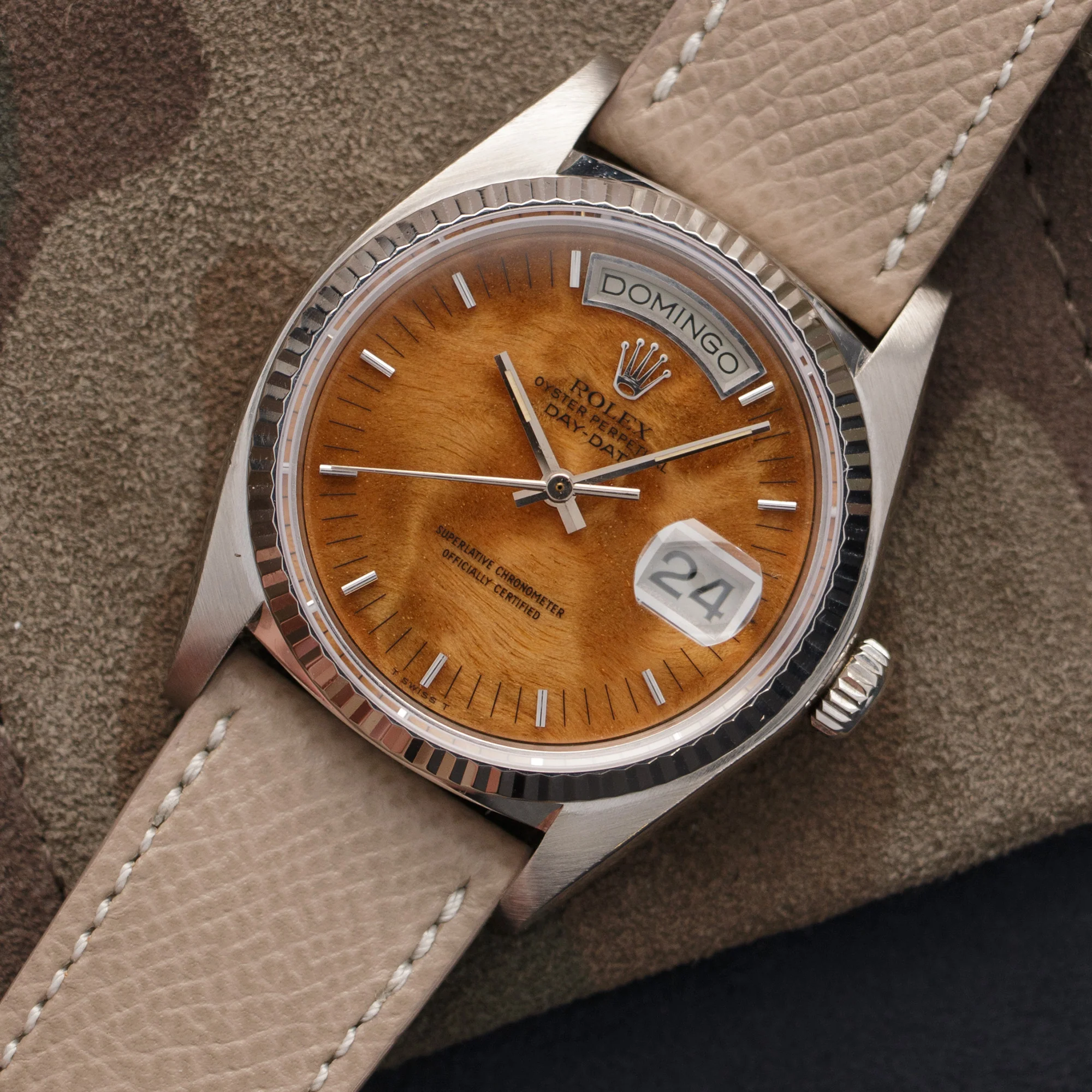 Rolex White Gold Day-Date Wood Dial Watch Ref. 18039 - Image 2