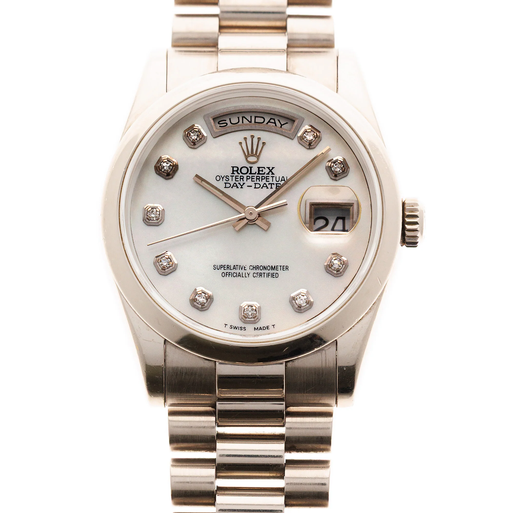 Rolex White Gold Day Date Ref. 118209 with Mother of Pearl Dial