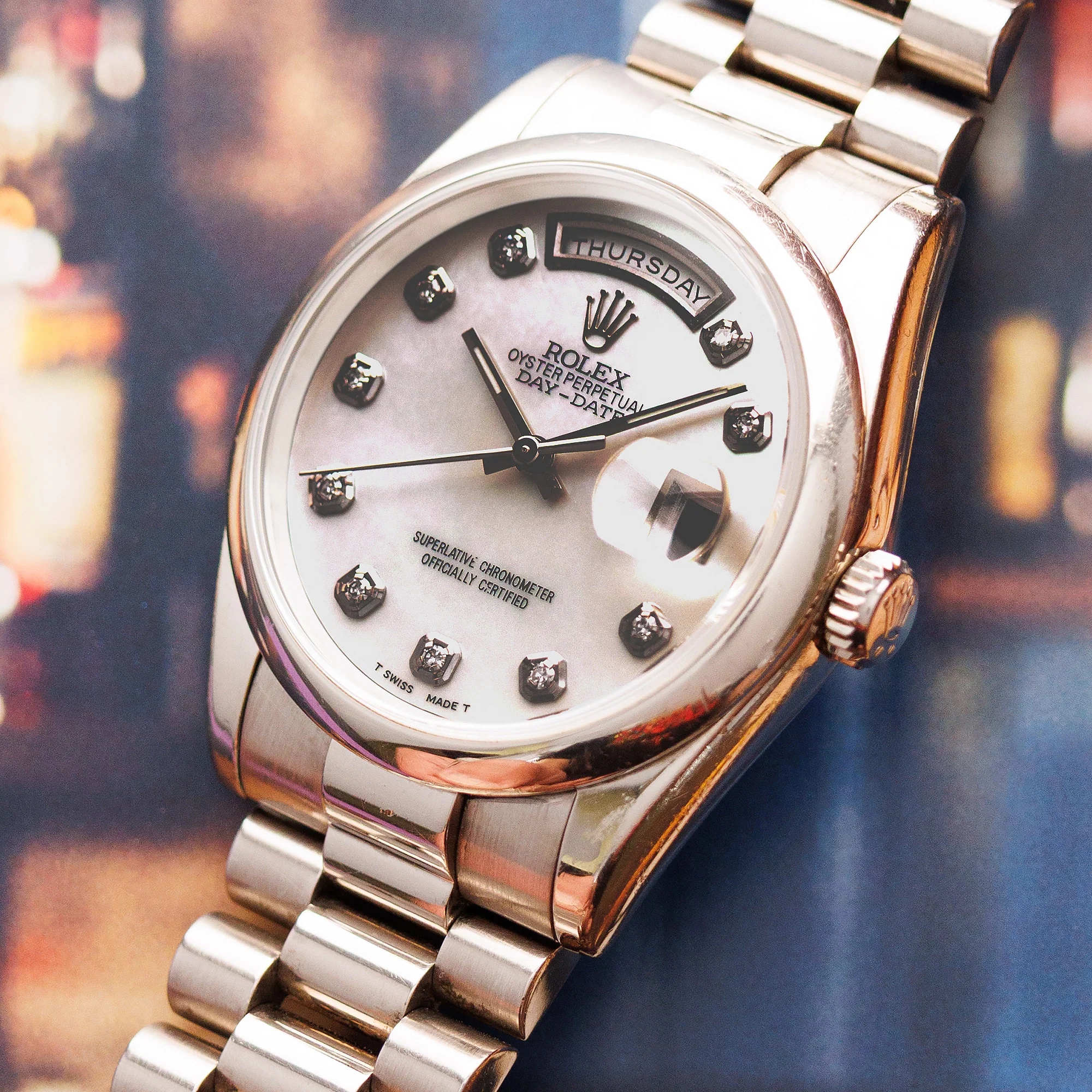 Rolex White Gold Day Date Ref. 118209 with Mother of Pearl Dial - Image 2