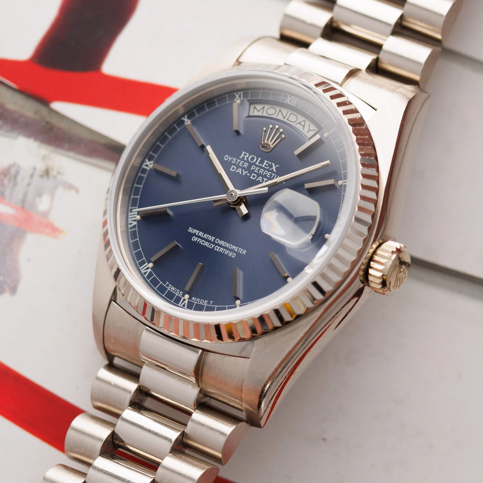 Rolex White Gold Day Date Ref. 18039 with Blue Tritium Dial - Image 2