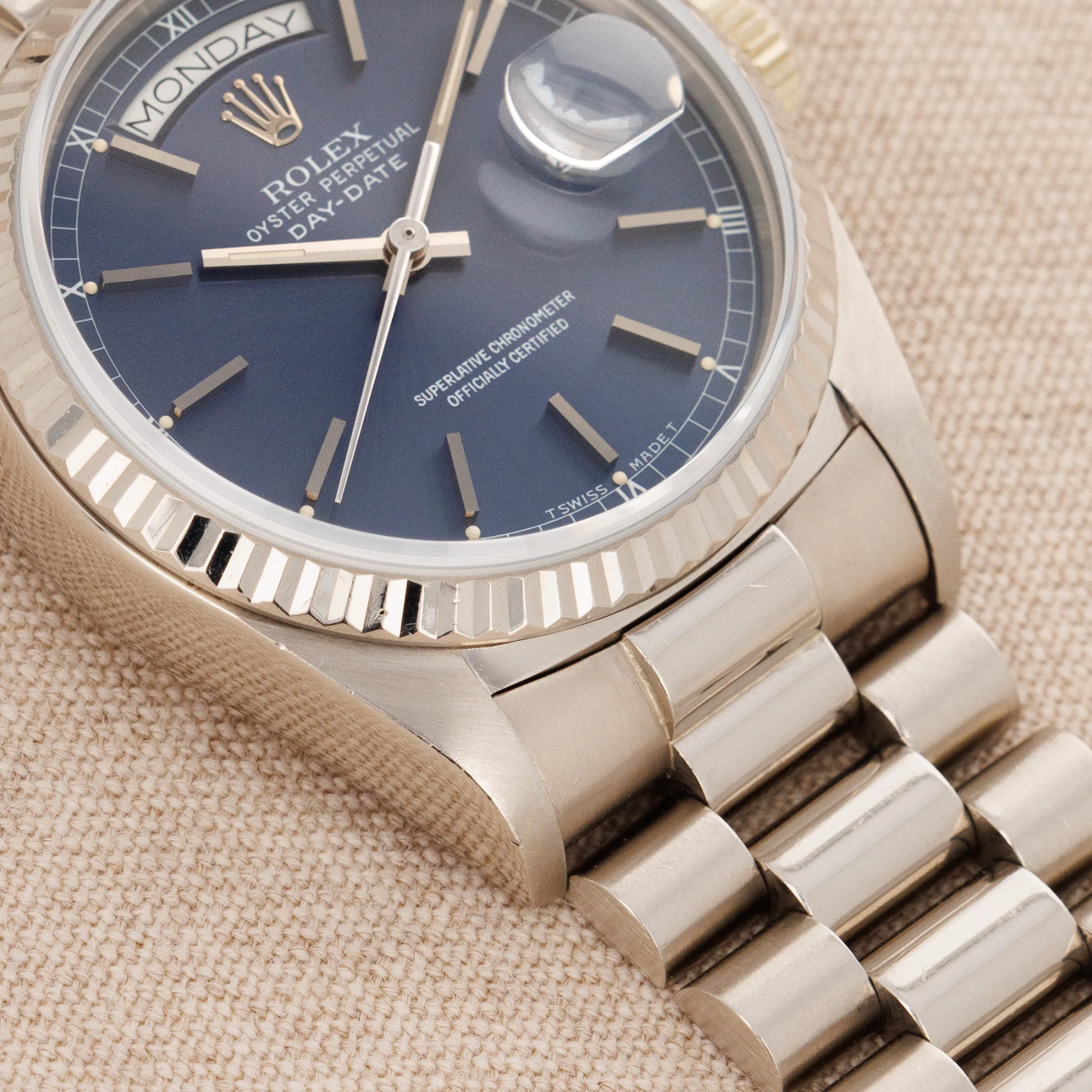 Rolex White Gold Day Date Ref. 18039 with Blue Tritium Dial - Image 4