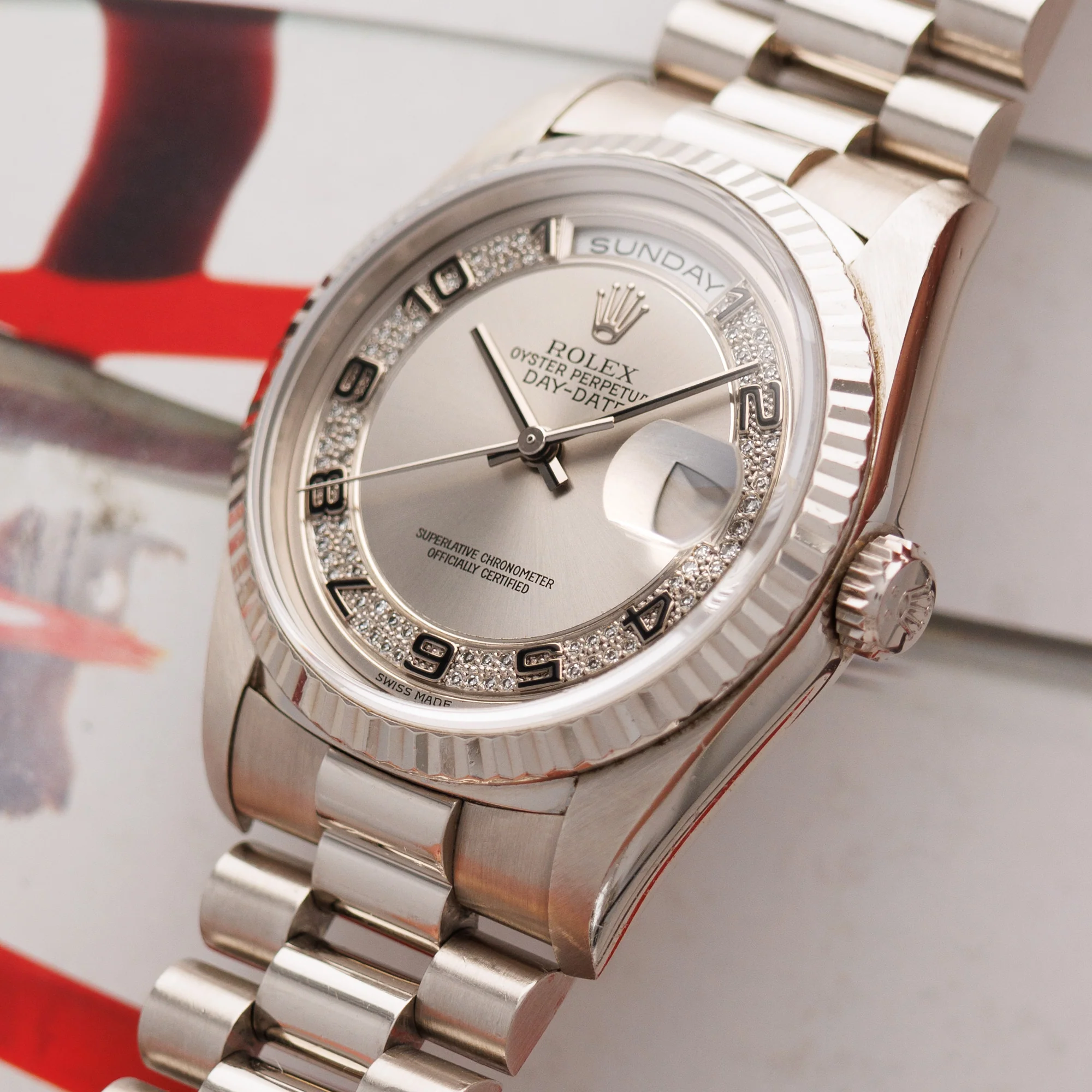 Rolex White Gold Day Date Ref. 18239 with Factory Diamond Dial - Image 2