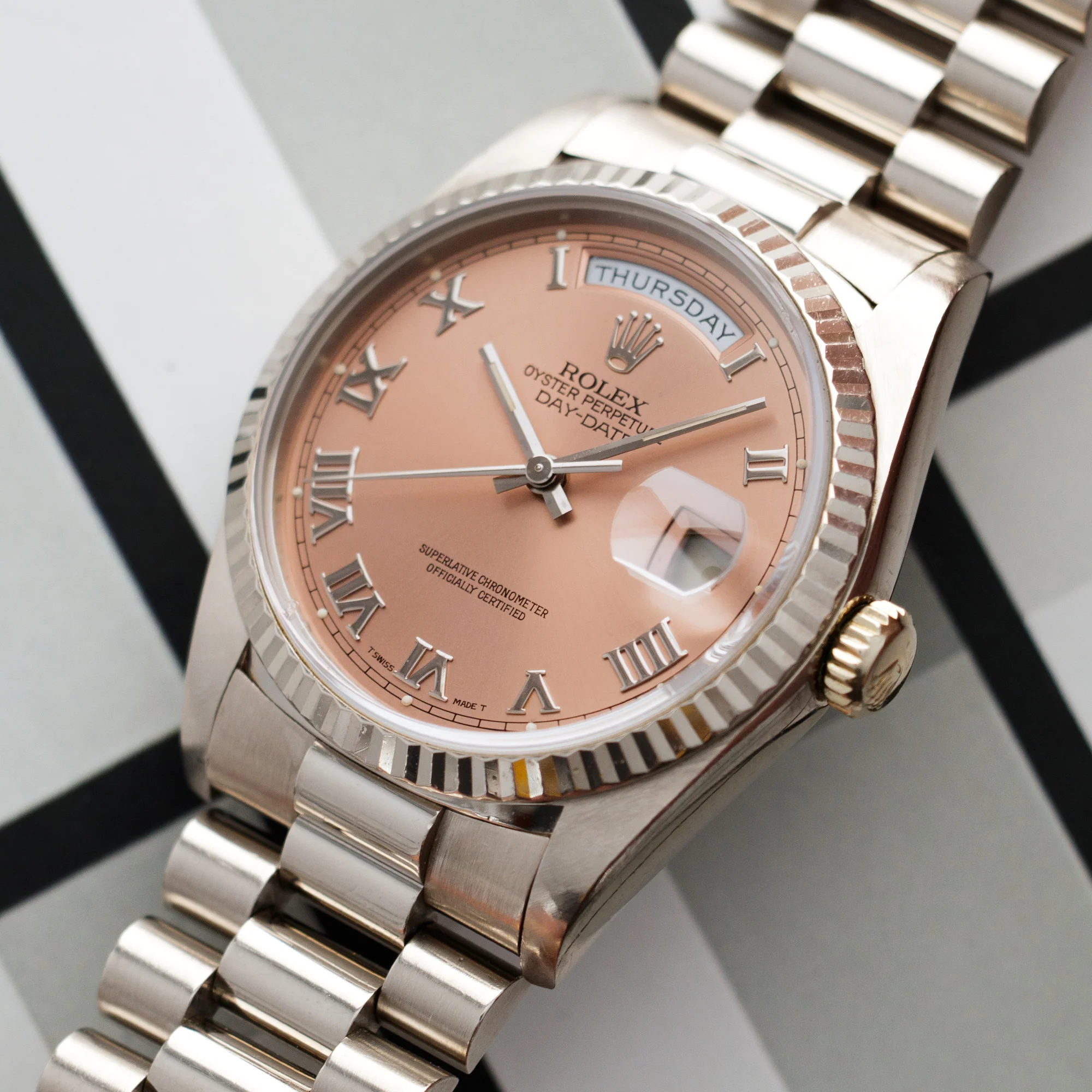 Rolex White Gold Day-Date Ref. 18239 with Salmon Dial - Image 2