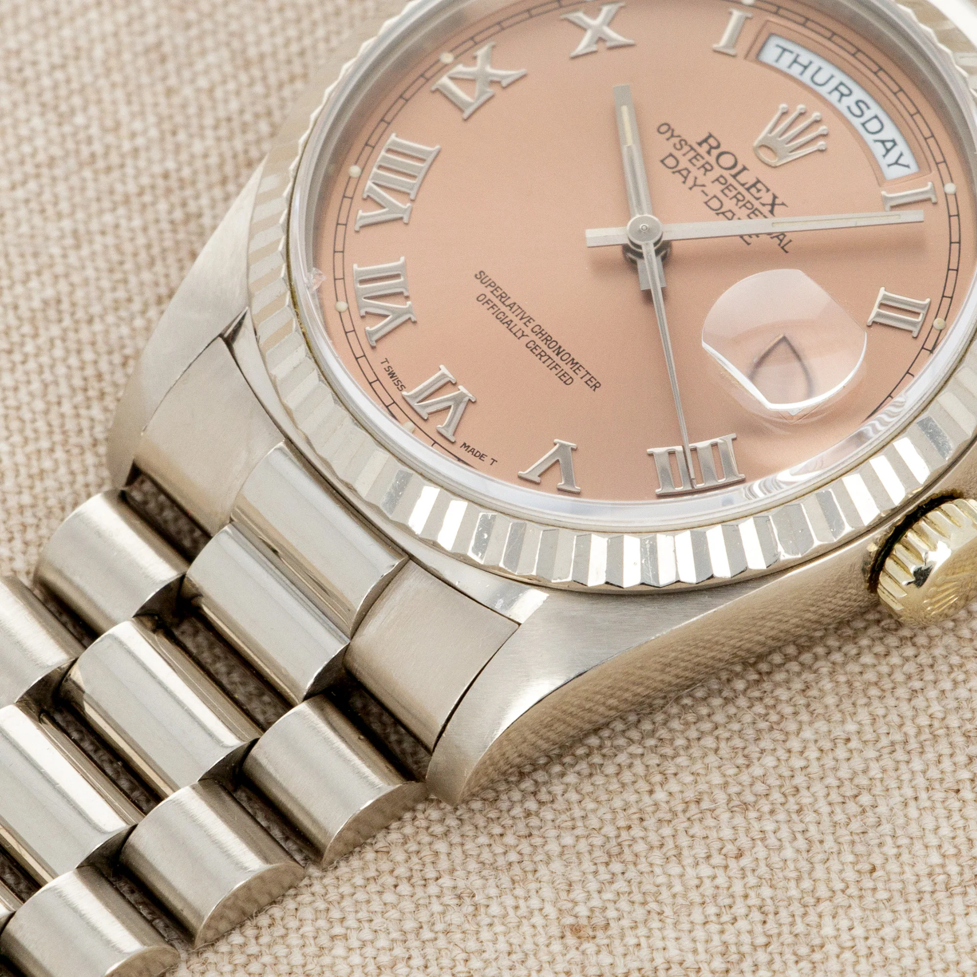 Rolex White Gold Day-Date Ref. 18239 with Salmon Dial - Image 4