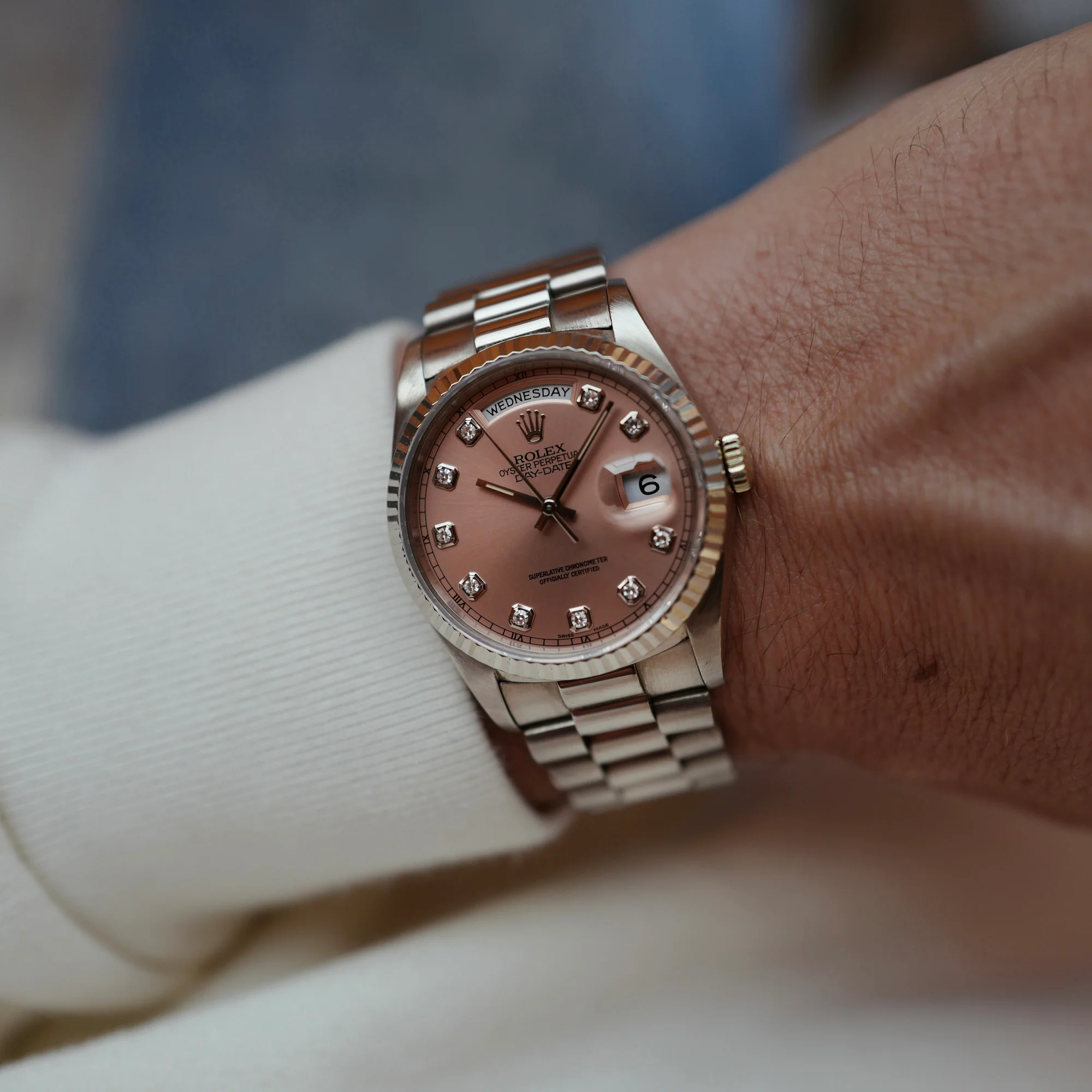 Rolex White Gold Day Date Ref. 18239 with Salmon Dial - Image 3
