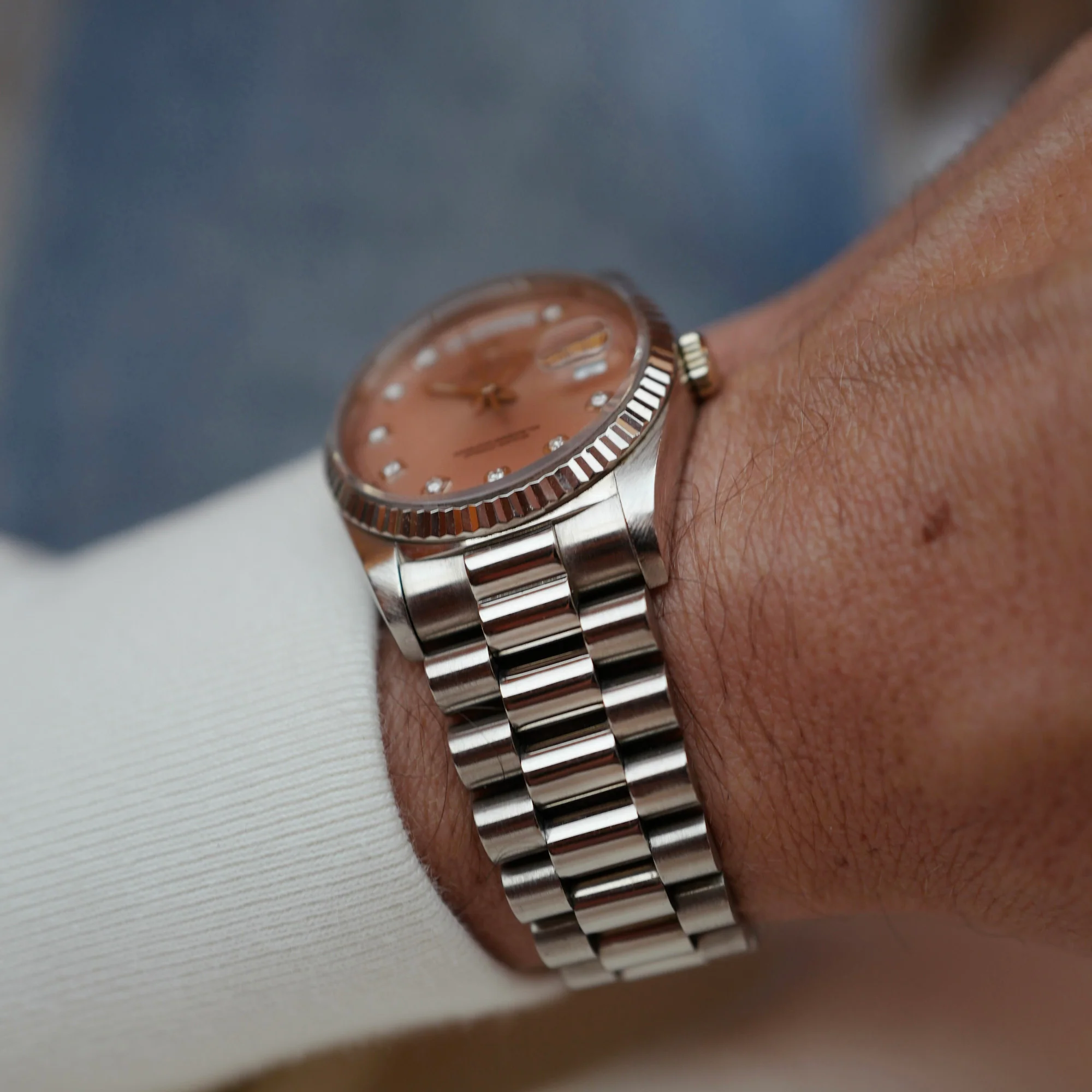 Rolex White Gold Day Date Ref. 18239 with Salmon Dial - Image 4