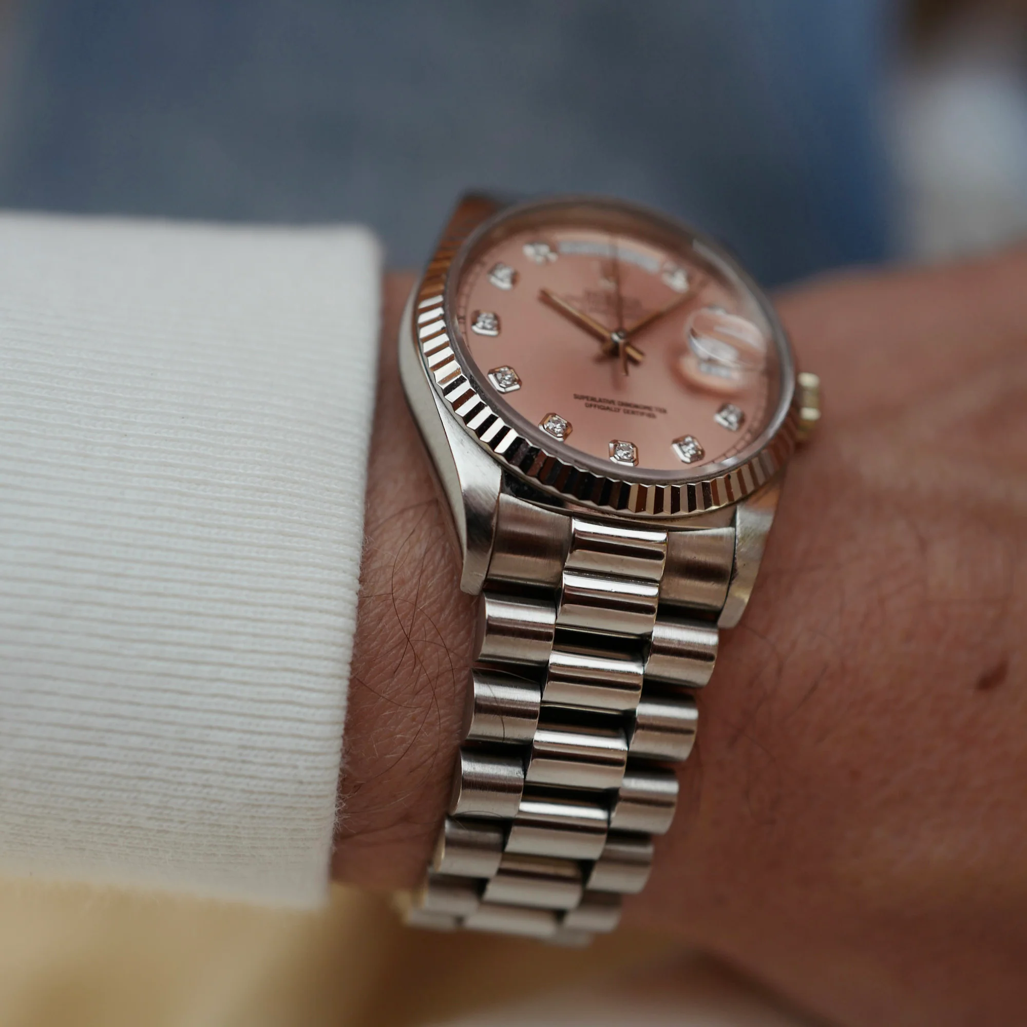 Rolex White Gold Day Date Ref. 18239 with Salmon Dial - Image 5