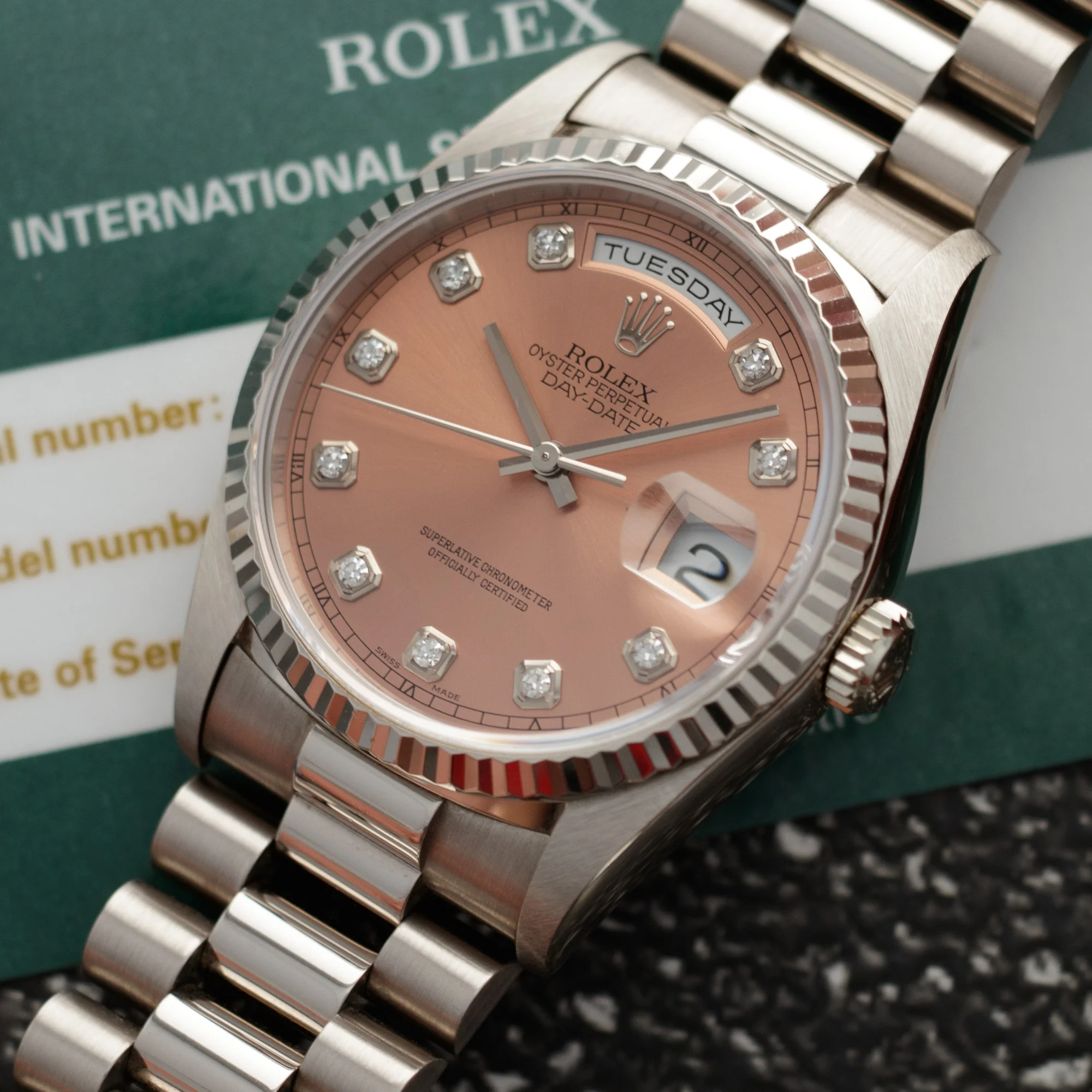 Rolex White Gold Day-Date Ref. 18239 with Salmon Dial - Image 2