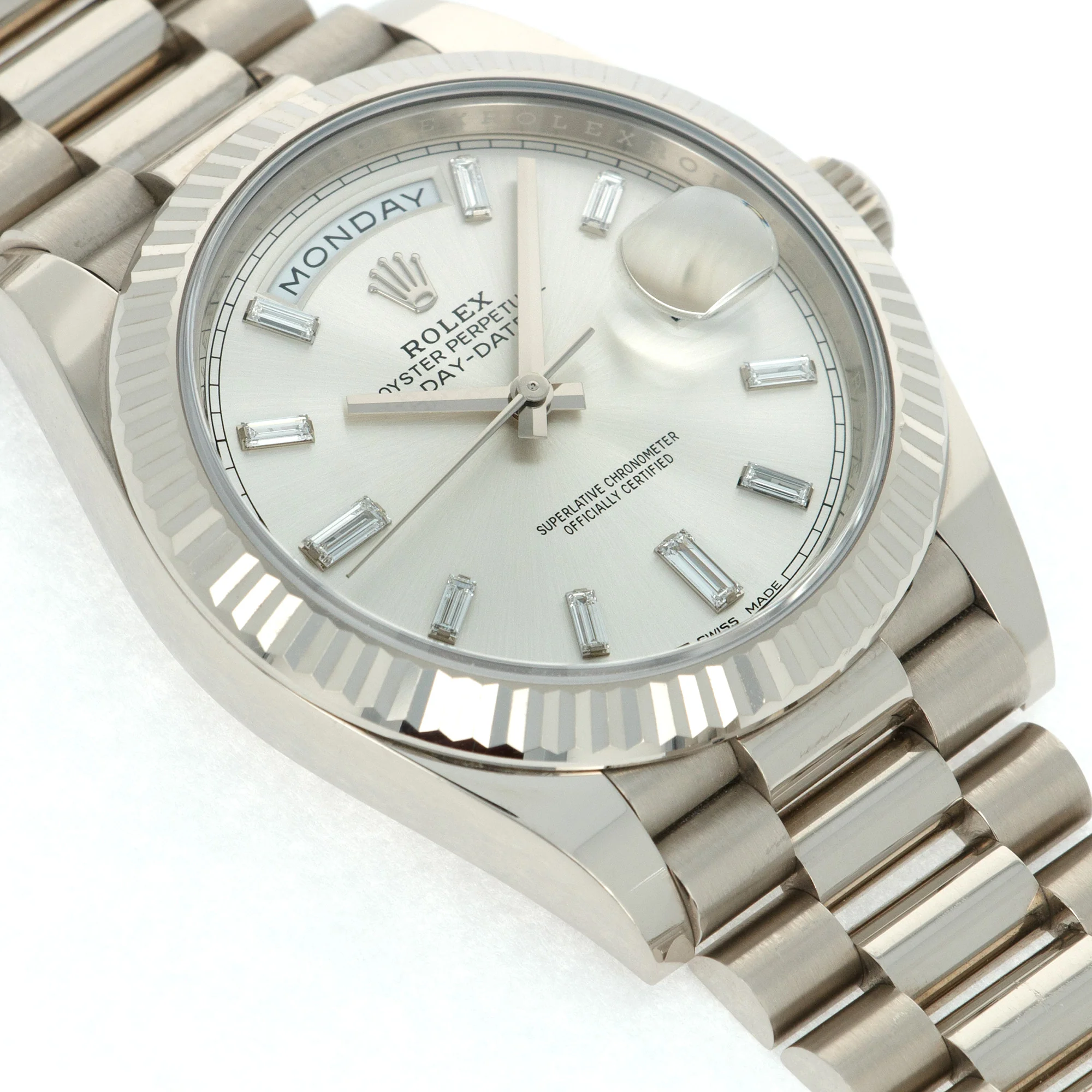 Rolex White Gold Day-Date Ref. 228239 with Factory Baguette Diamond Dial - Image 3