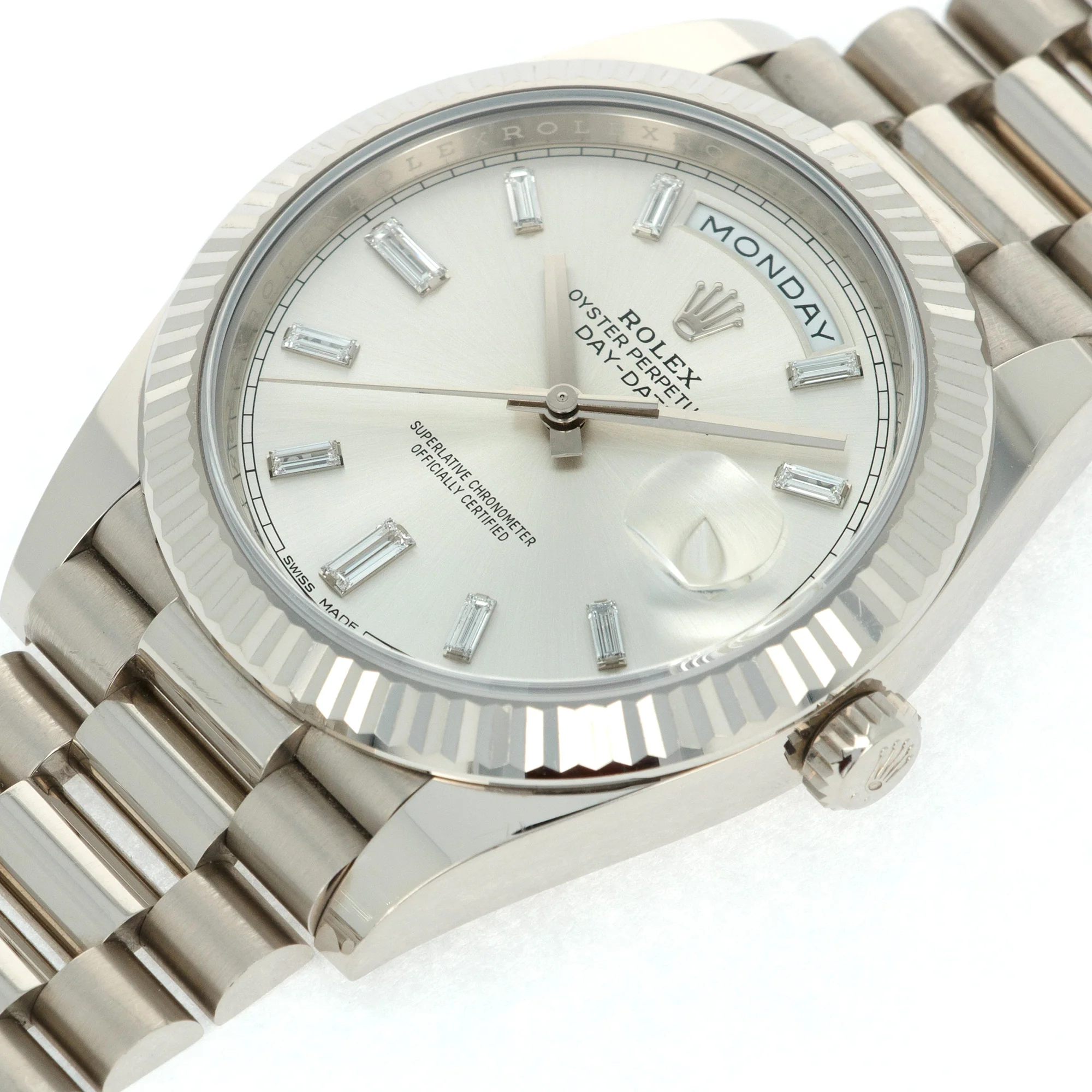 Rolex White Gold Day-Date Ref. 228239 with Factory Baguette Diamond Dial - Image 4