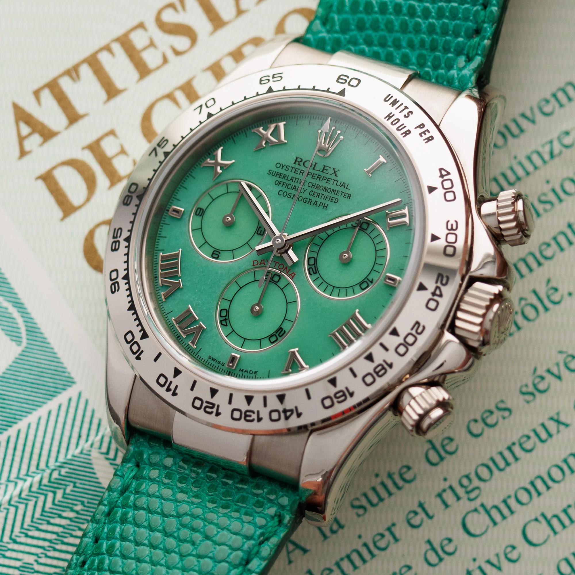 Rolex White Gold Daytona Green Beach Watch Ref. 116519 - Image 2