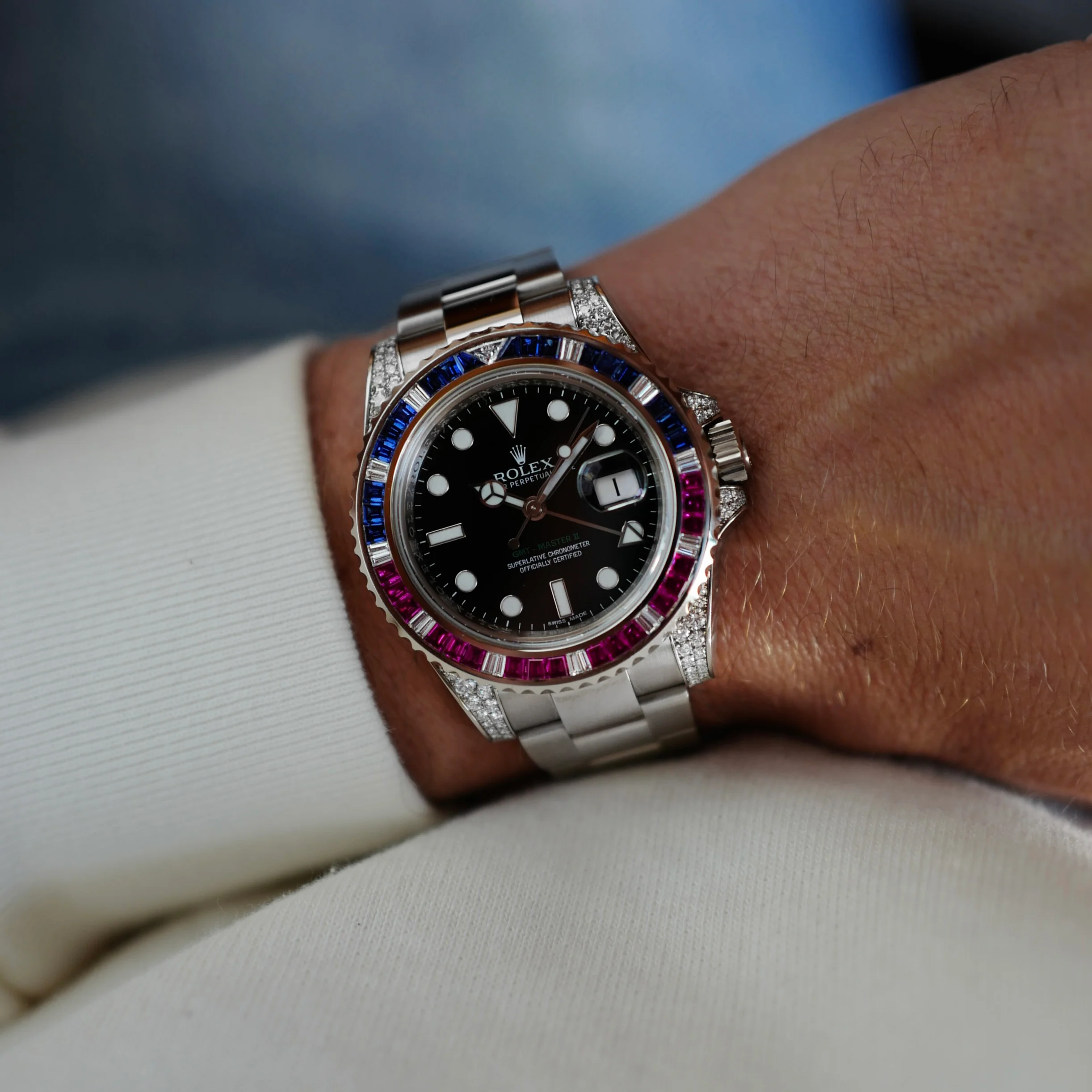Rolex White Gold SARU GMT-Master Diamond Sapphire Ruby Watch Ref. 116759SARU - Image 6