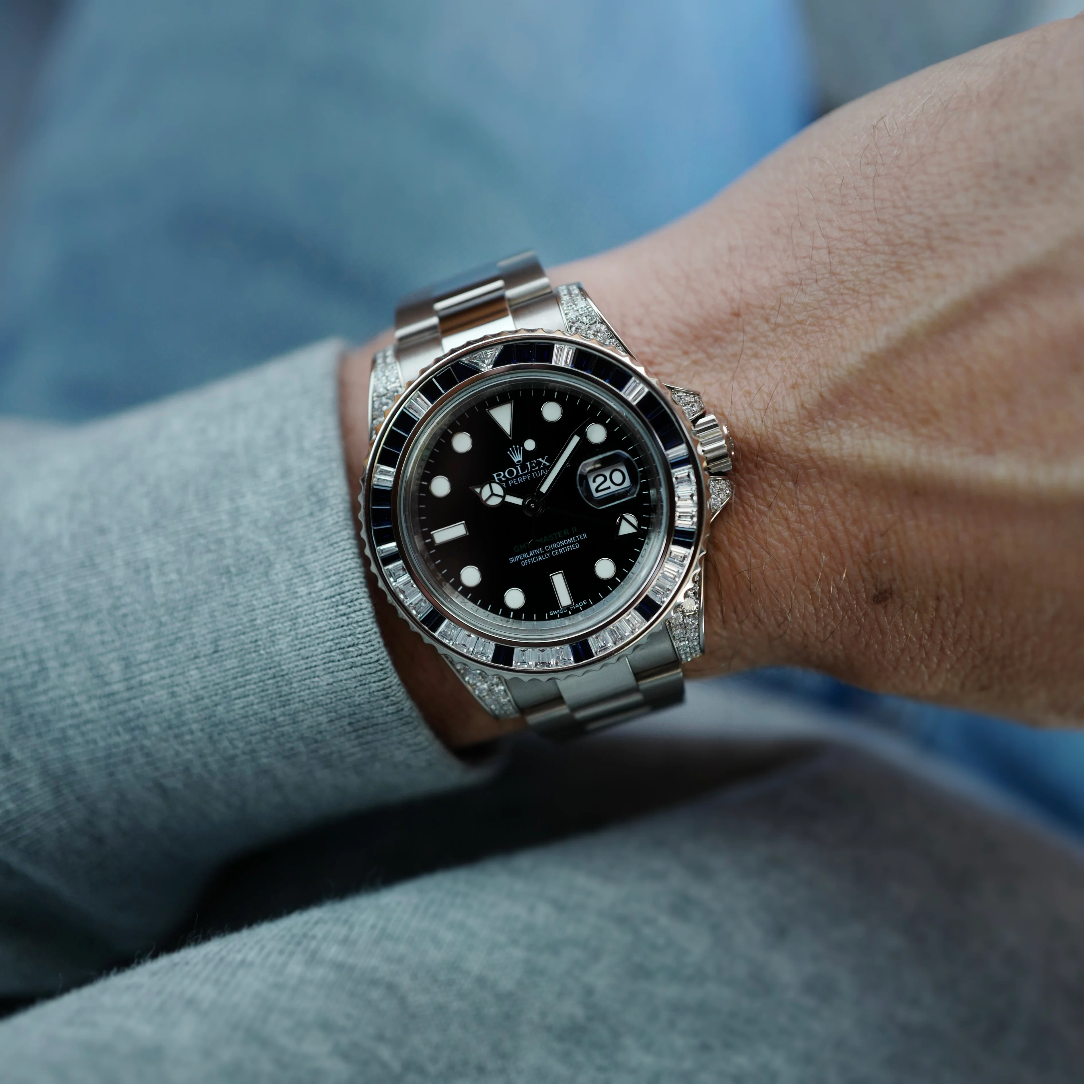 Rolex White Gold GMT-Master Ref. 116759SA with Sapphires and Diamonds (New Arrival) - Image 3