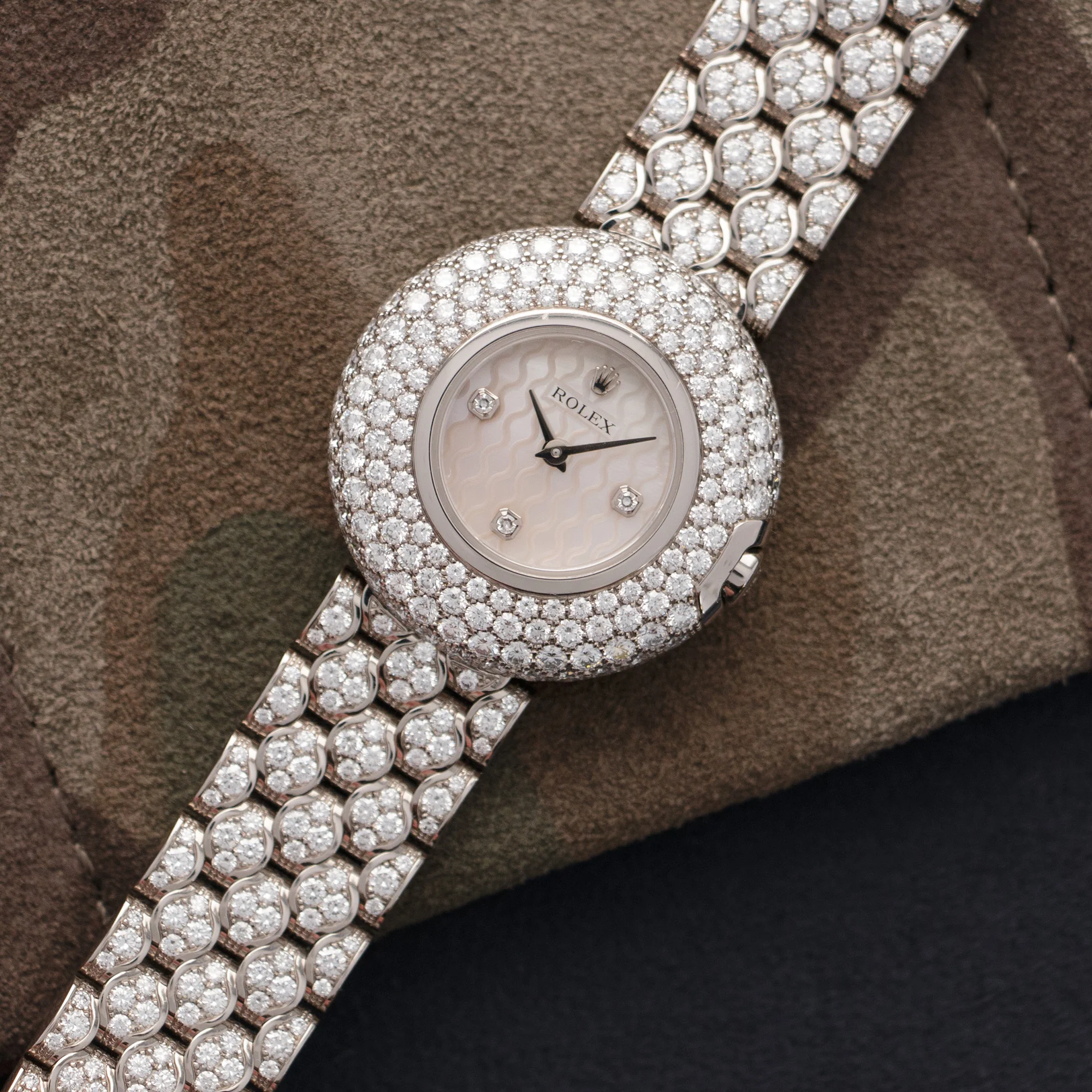 Rolex White Gold Orchid Diamond Bracelet Watch - Image 2