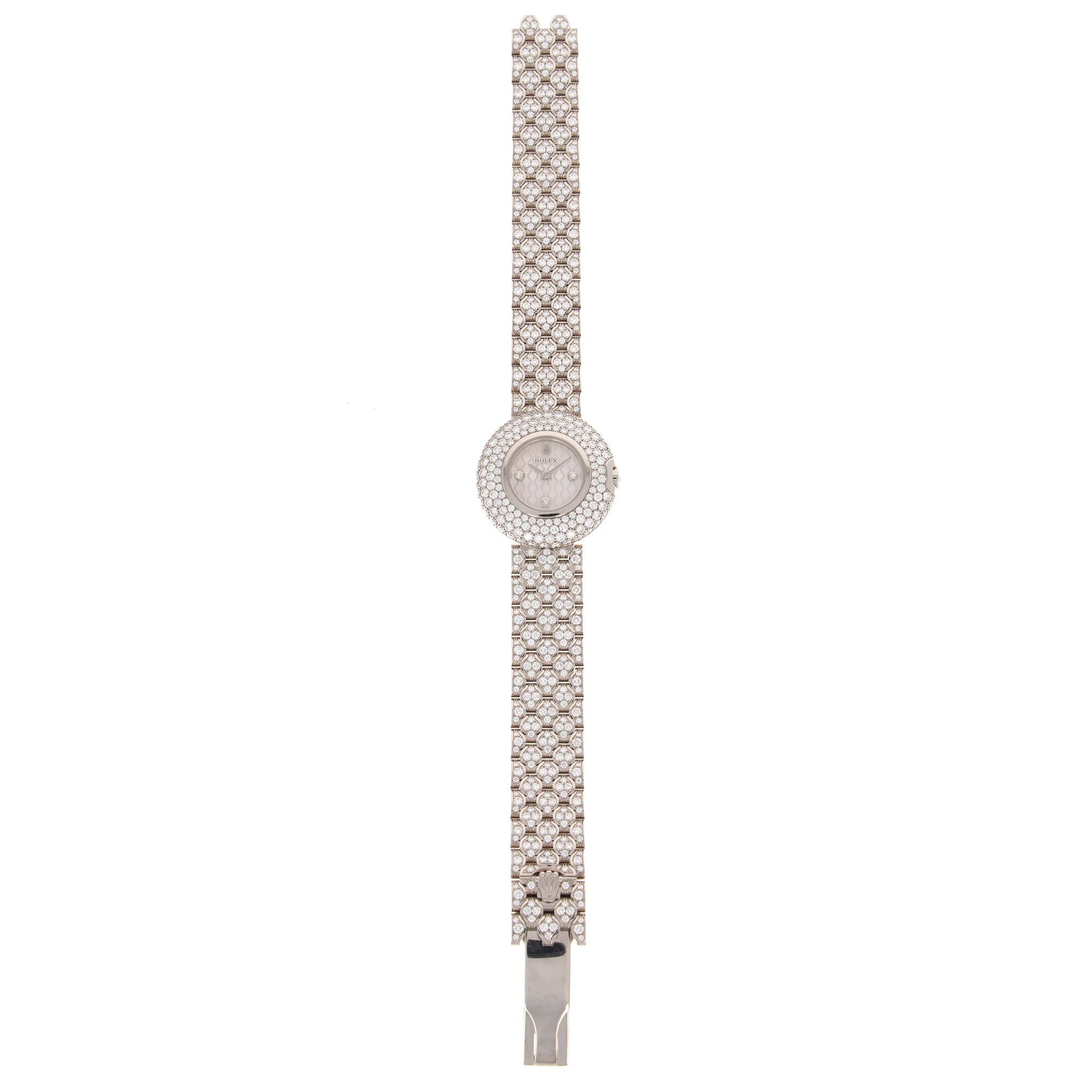 Rolex White Gold Orchid Diamond Bracelet Watch - Image 3