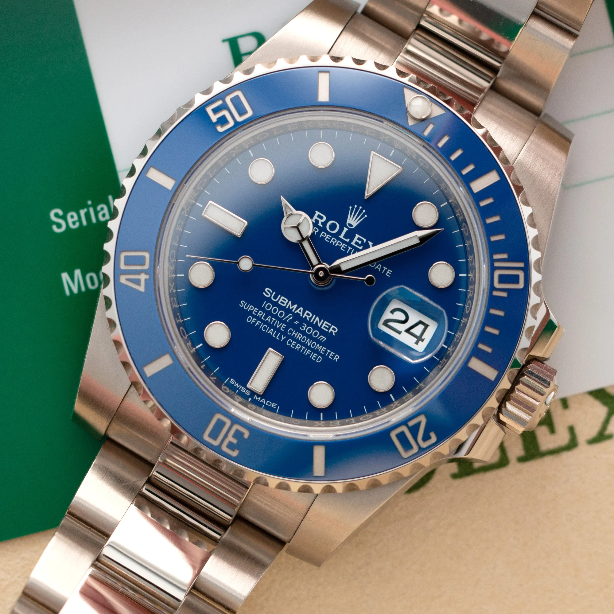 Rolex White Gold Smurf Submariner Watch Ref. 116619 - Image 2