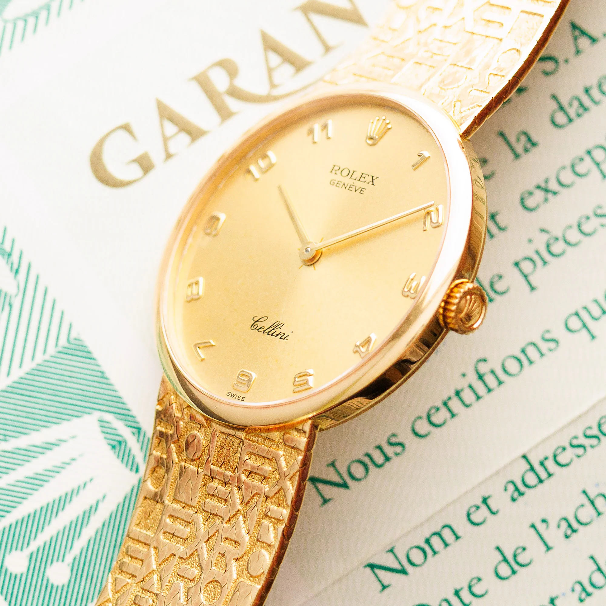 Rolex Yellow Gold Cellini Watch Ref. 4934/8 with Logo Bracelet - Image 2