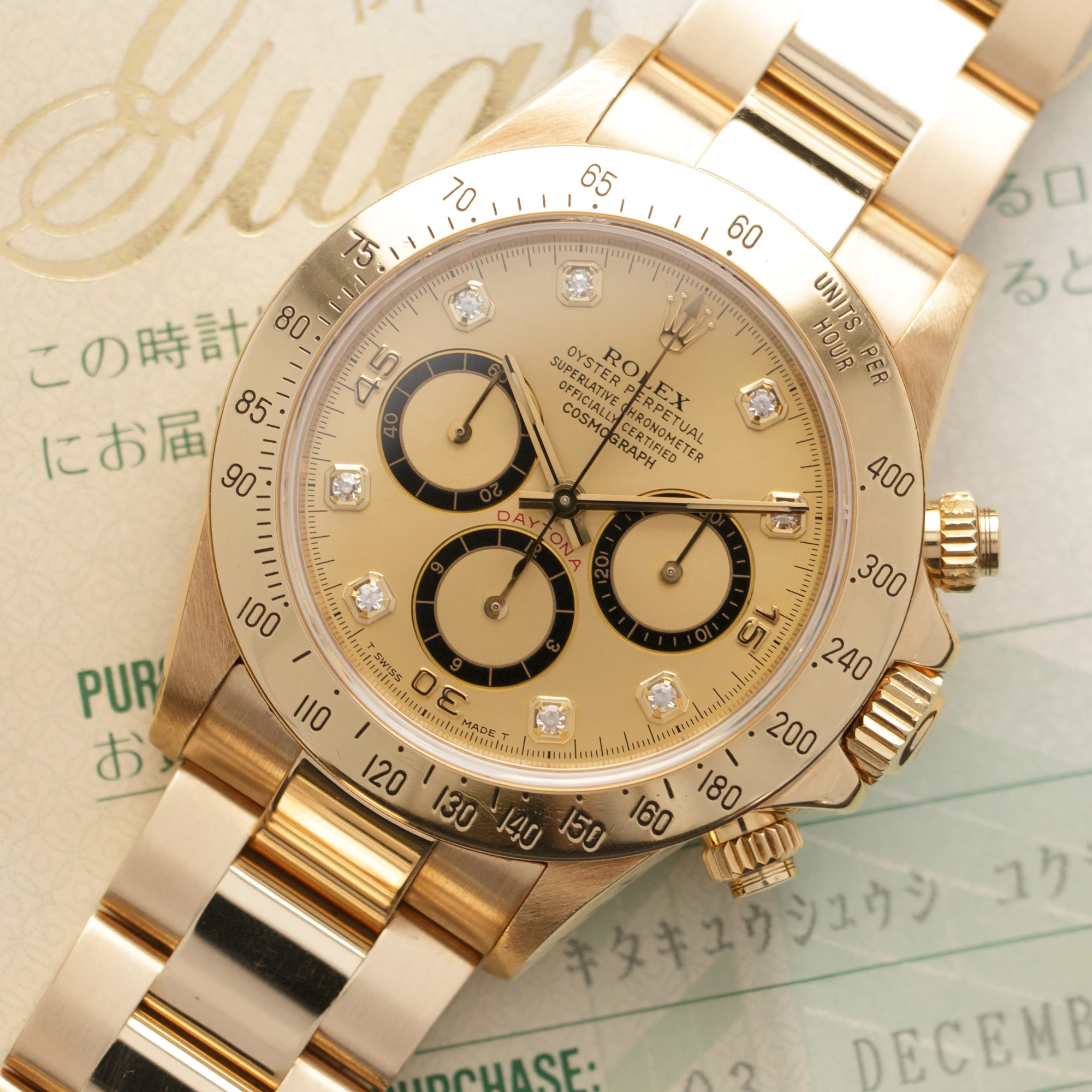 Rolex Yellow Gold Cosmograph Daytona Zenith Diamond Watch Ref. 16528, with Original Papers - Image 2