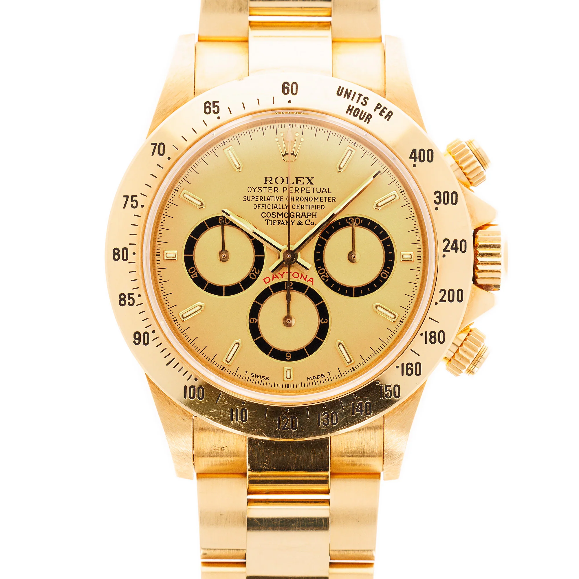 Rolex Yellow Gold Cosmograph Daytona Zenith Watch Ref. 16528 Retailed by Tiffany & Co.