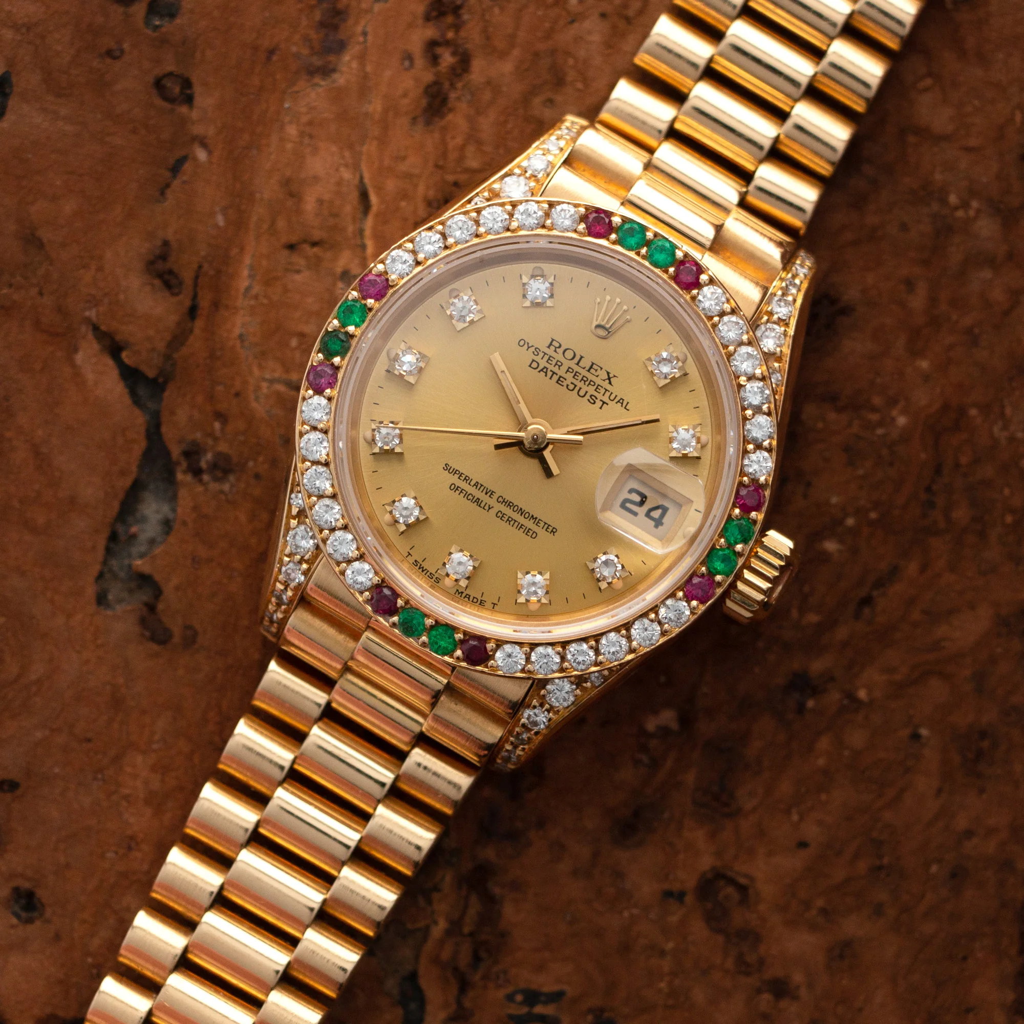 Rolex Yellow Gold Datejust Diamond and Ruby Watch Ref. 69038 - Image 2
