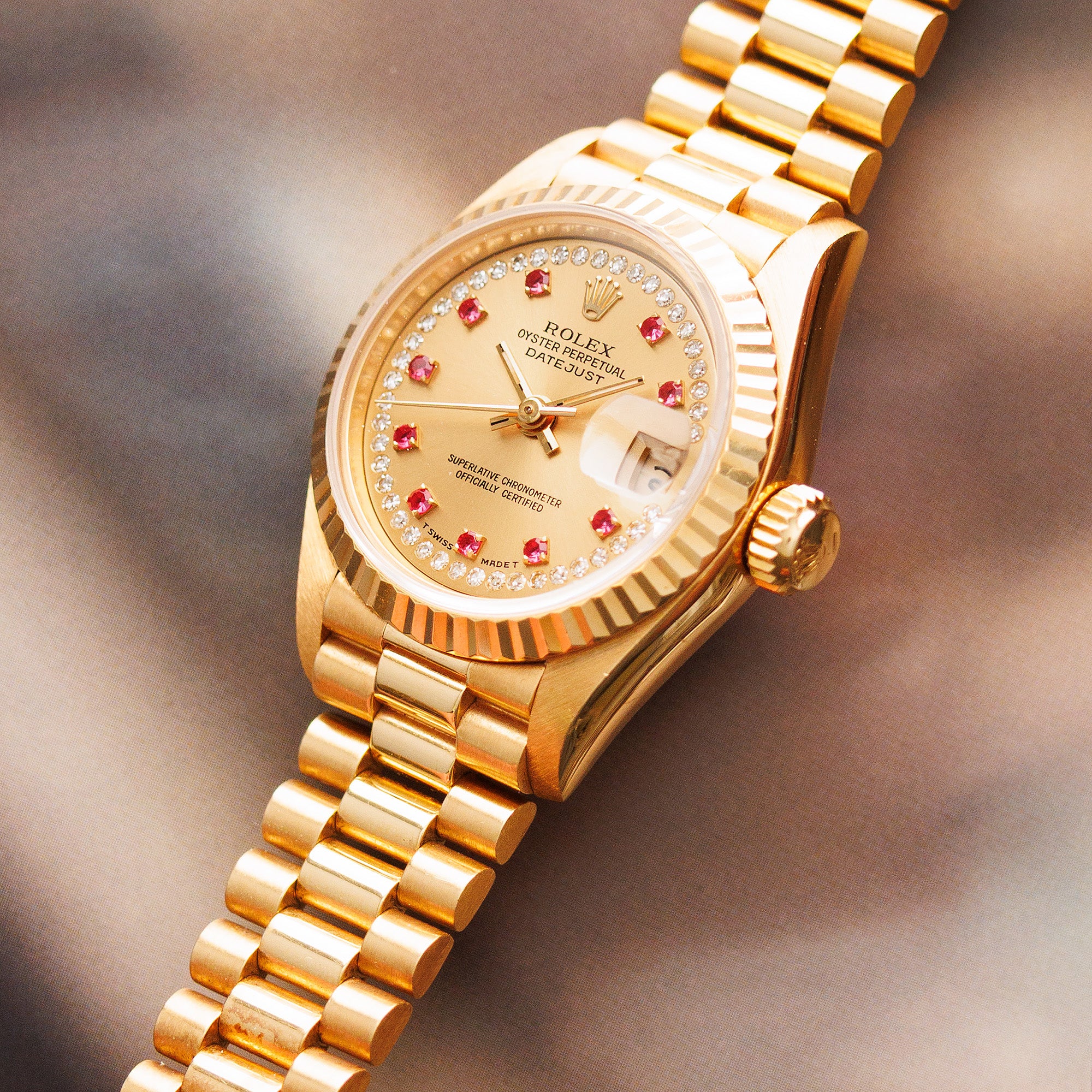 Rolex Yellow Gold Datejust Ref. 69178 with Ruby and Diamond String Dial - Image 2